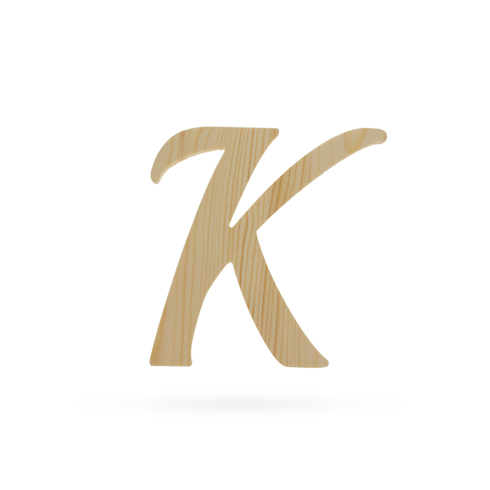 Unfinished Wooden Playball Italic Letter K (6.25 Inches)