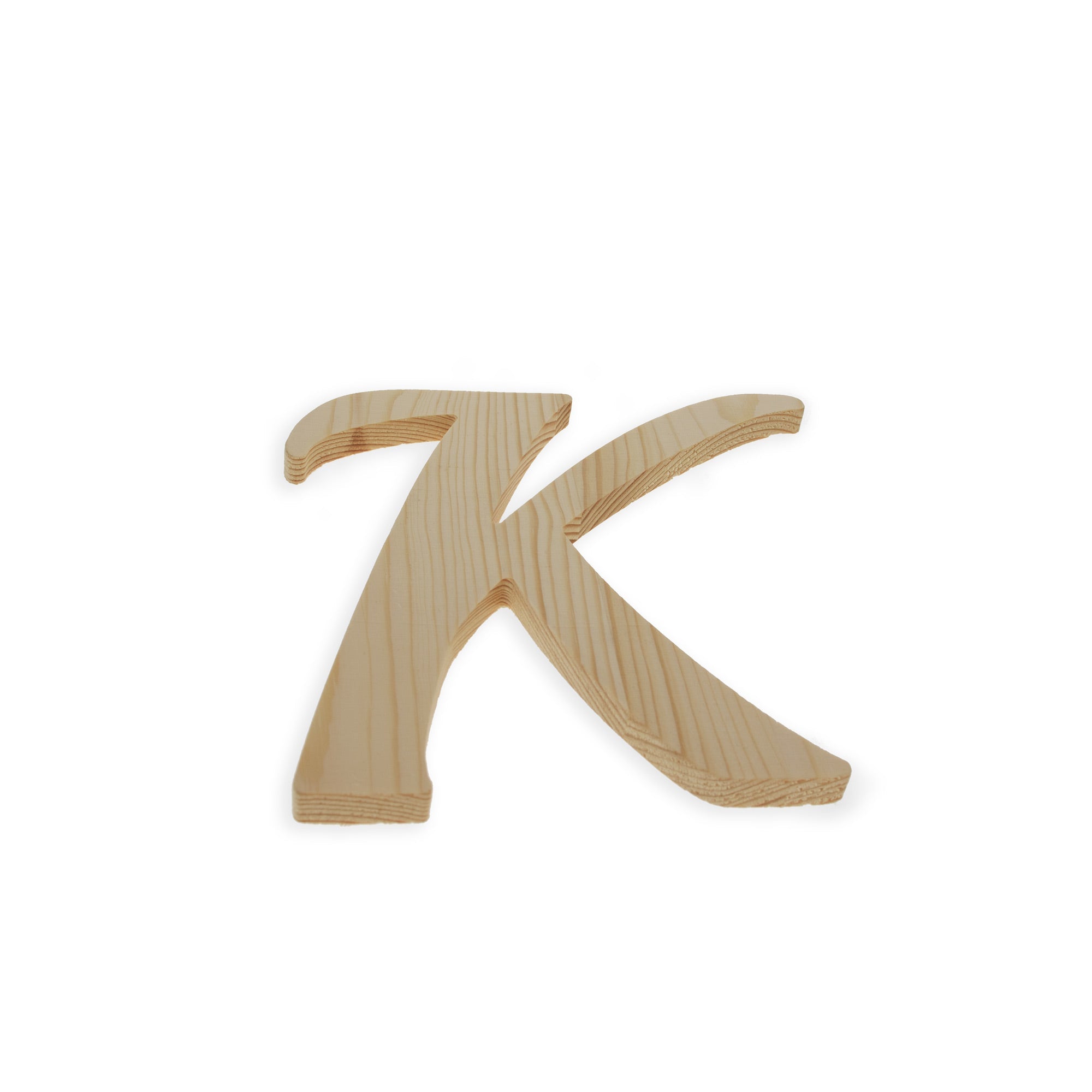 Unfinished Wooden Playball Italic Letter K (6.25 Inches)