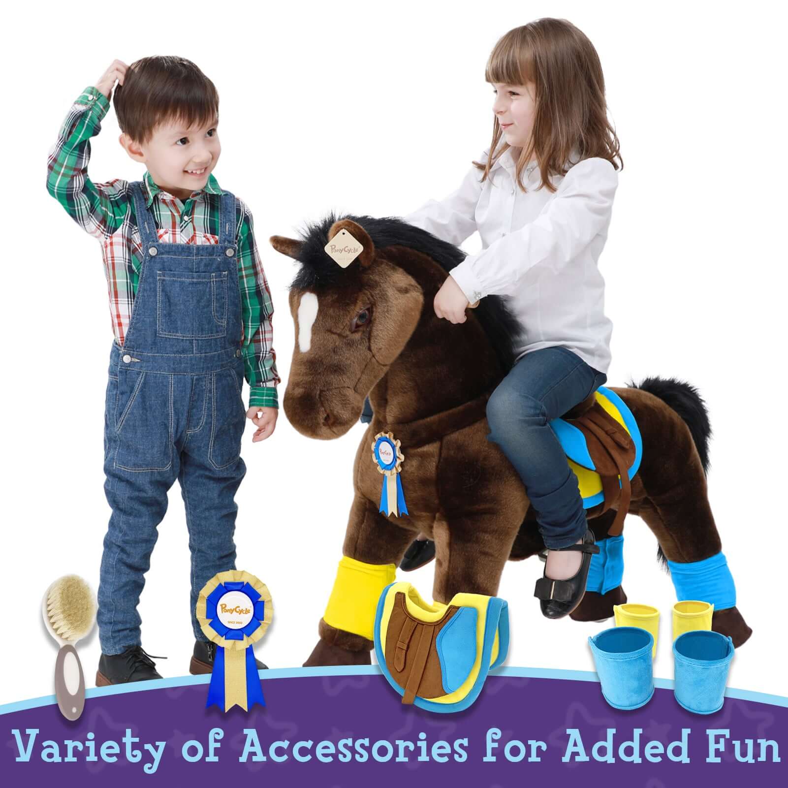 Model K Chocolate Ride On Horse For Age 3-5 (accessories Included)