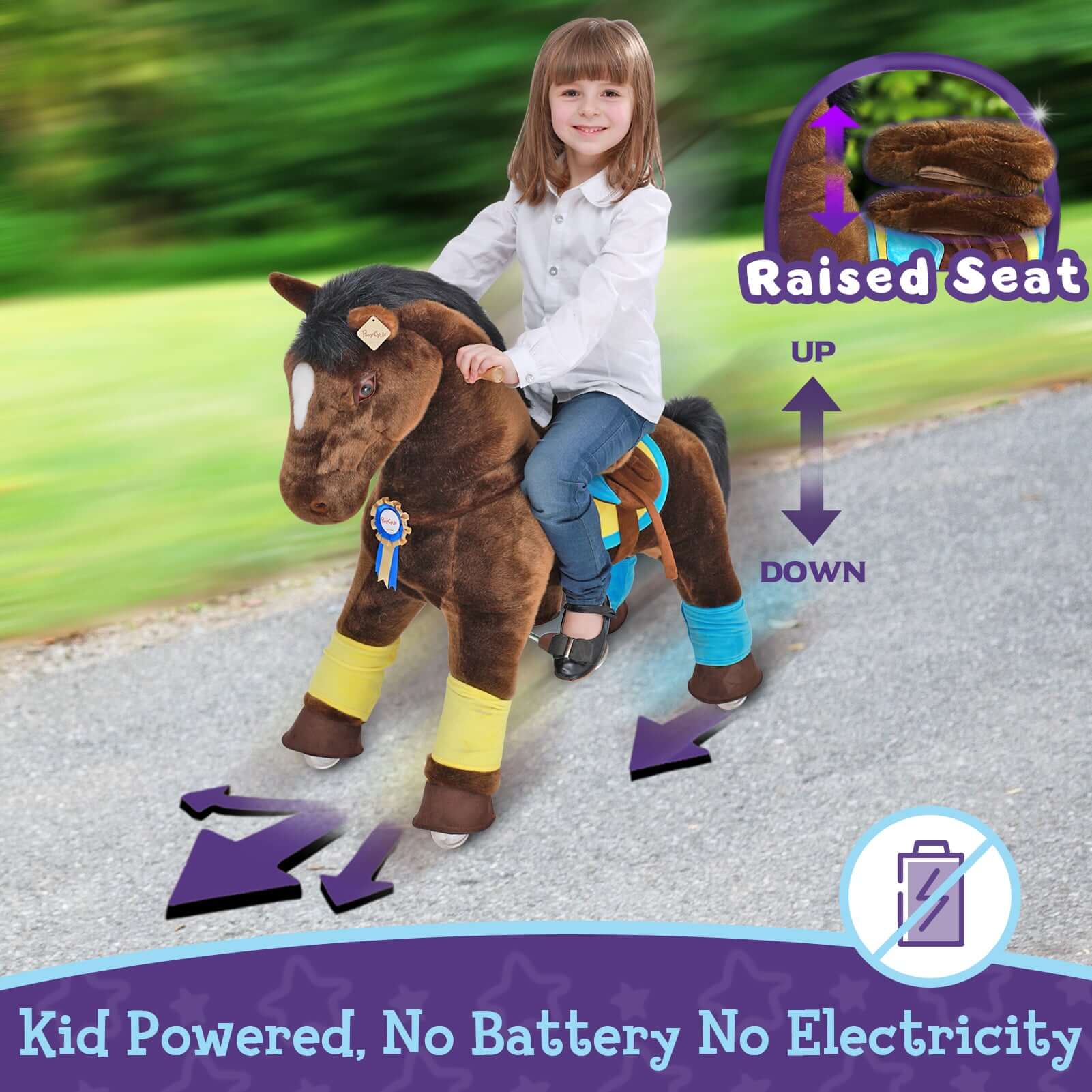 Model K Chocolate Ride On Horse For Age 3-5 (accessories Included)