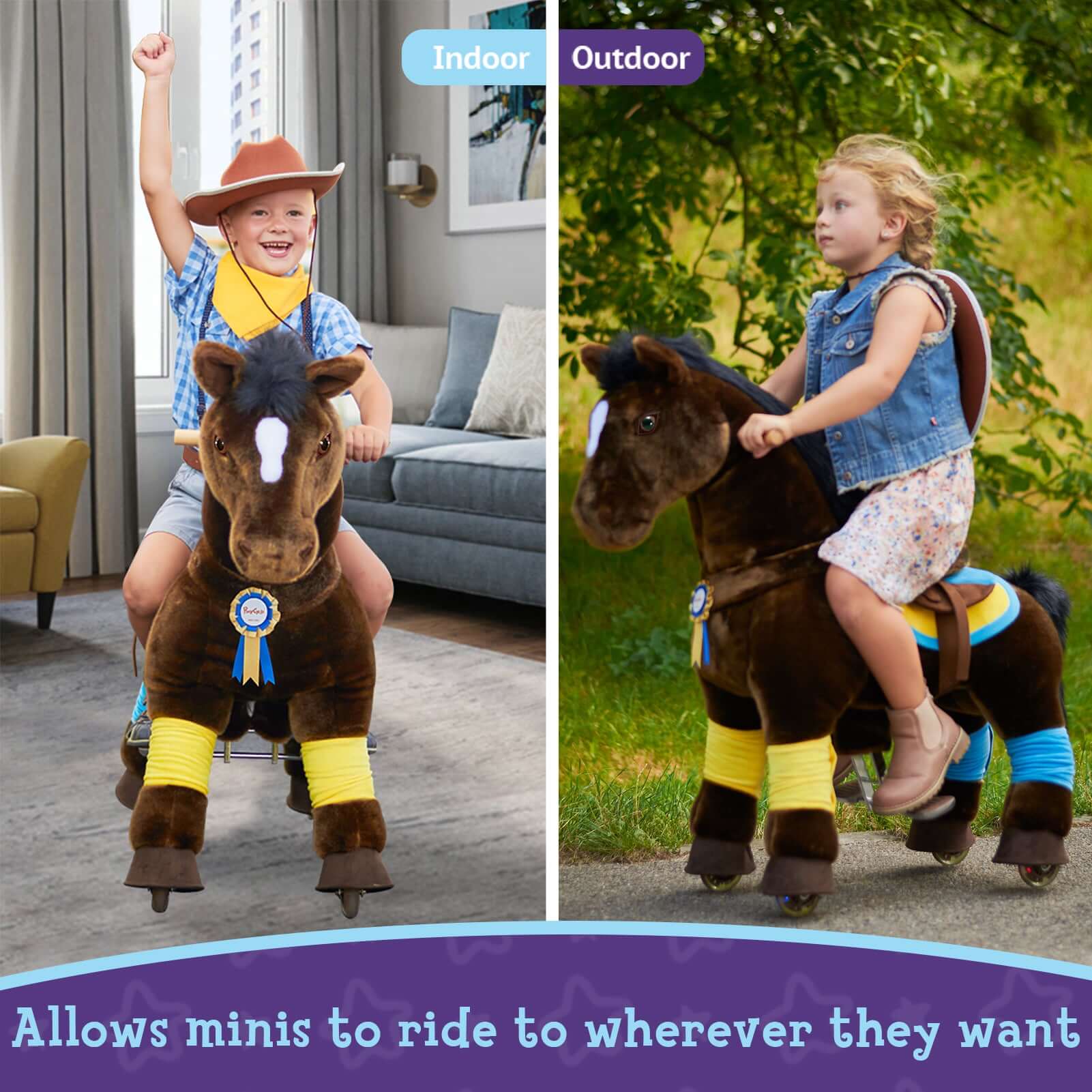 Model K Chocolate Ride On Horse For Age 4-8 (accessories Included)