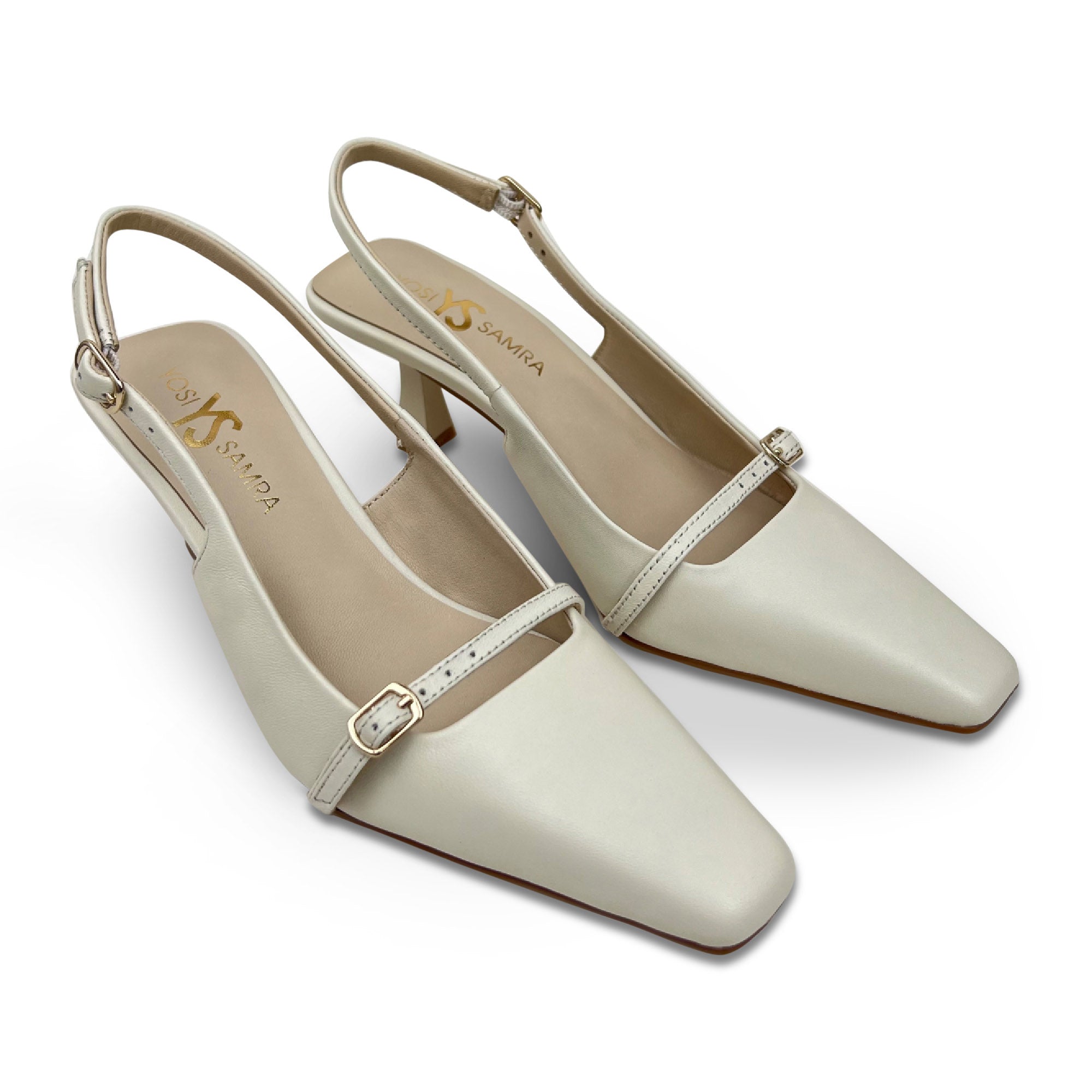 Kate Slingback Pumps In Bone Leather