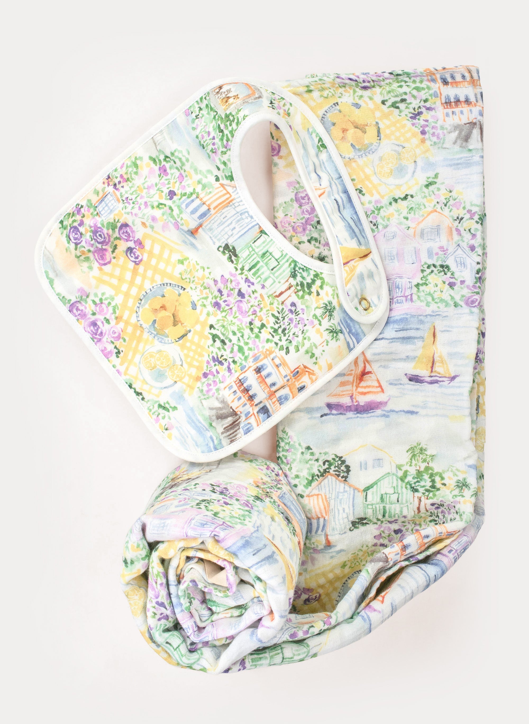 Tummytime Bib & Shawl Blanket Set - Limoncello