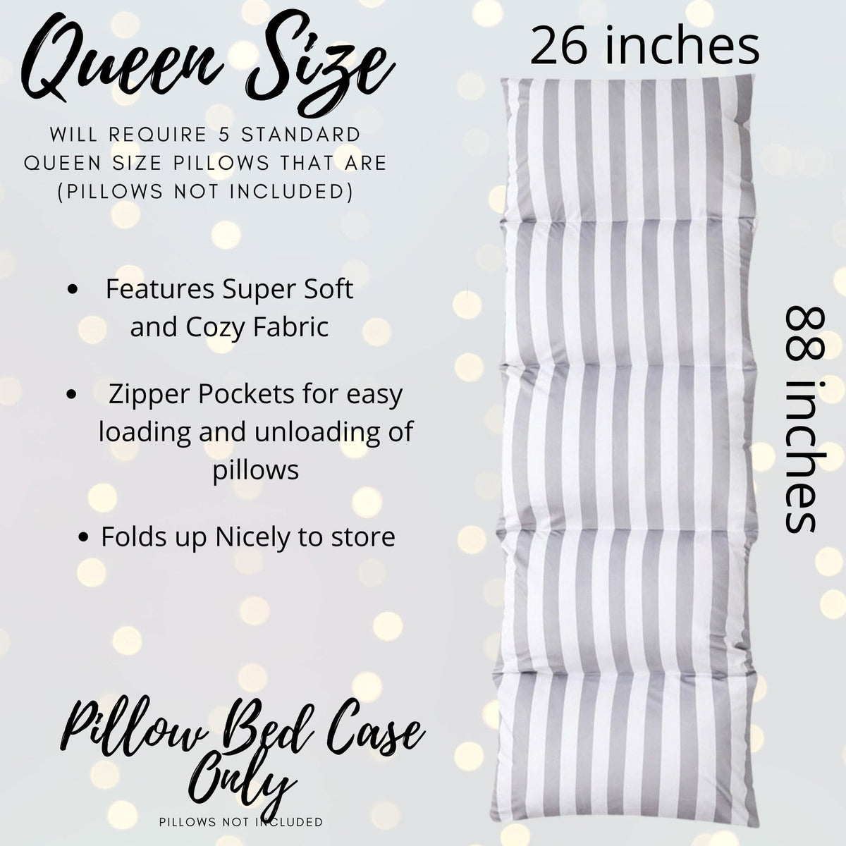 Kids Grey And White Pillow Bed Slipcover, Floor Lounger, Pillow Bed, Gift