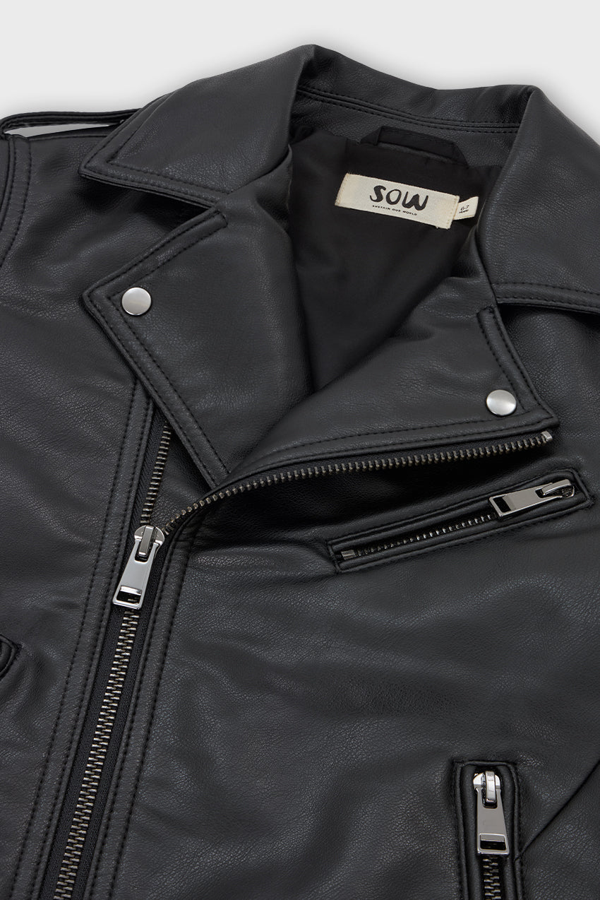 Faux Leather Moto Jacket