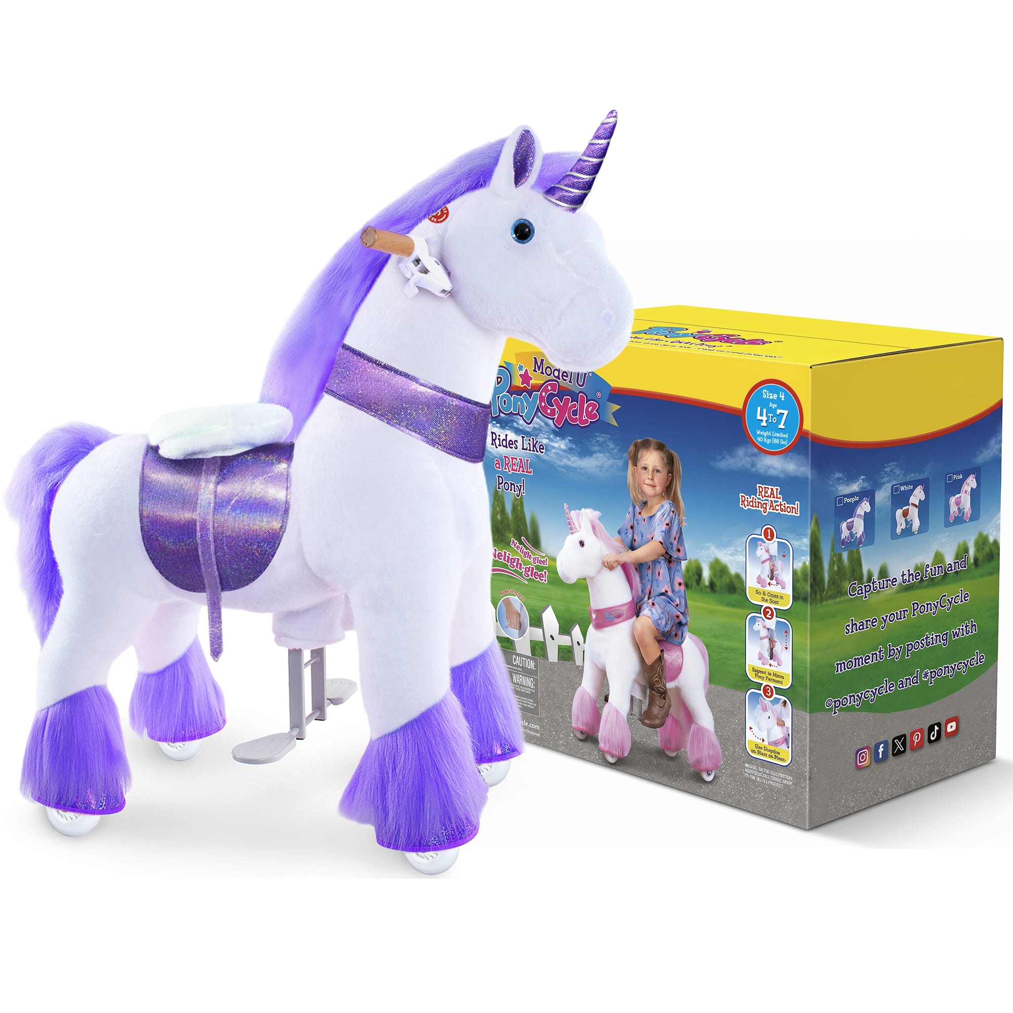 Model U Ride-on Plush Unicorn Age 4-8 Purple