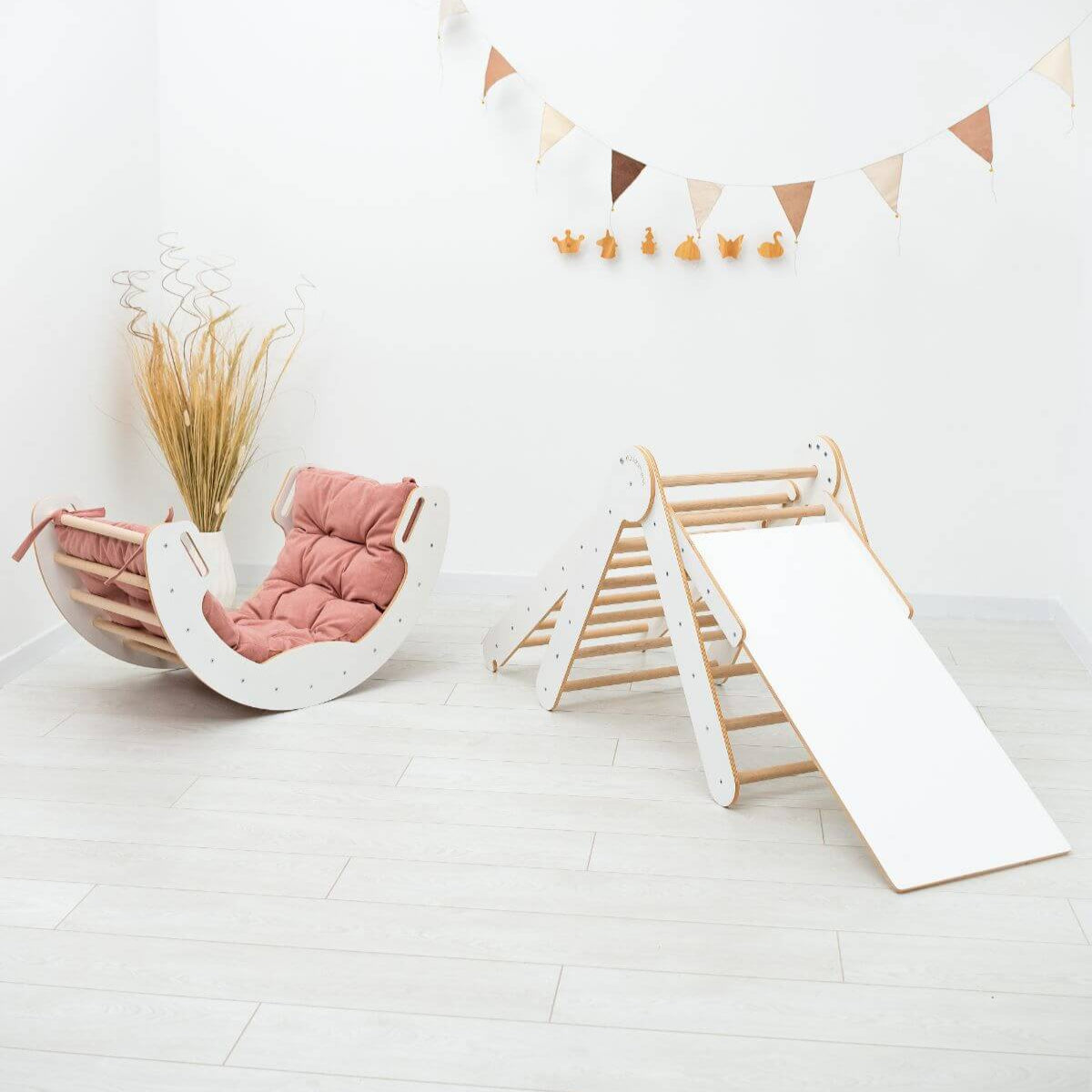 4 In 1 Indoor Climbing Set: Pikler Triangle + Slide + Ladder + Arch