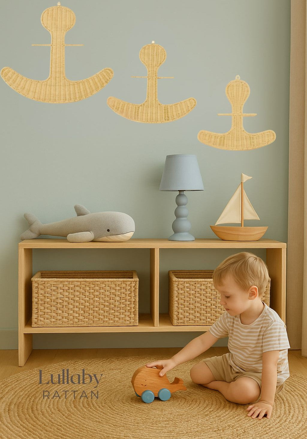 The Seaside Anchor – Boho Rattan Wall Hanging For Nurseries, Kids Rooms And Ocean Lovers
