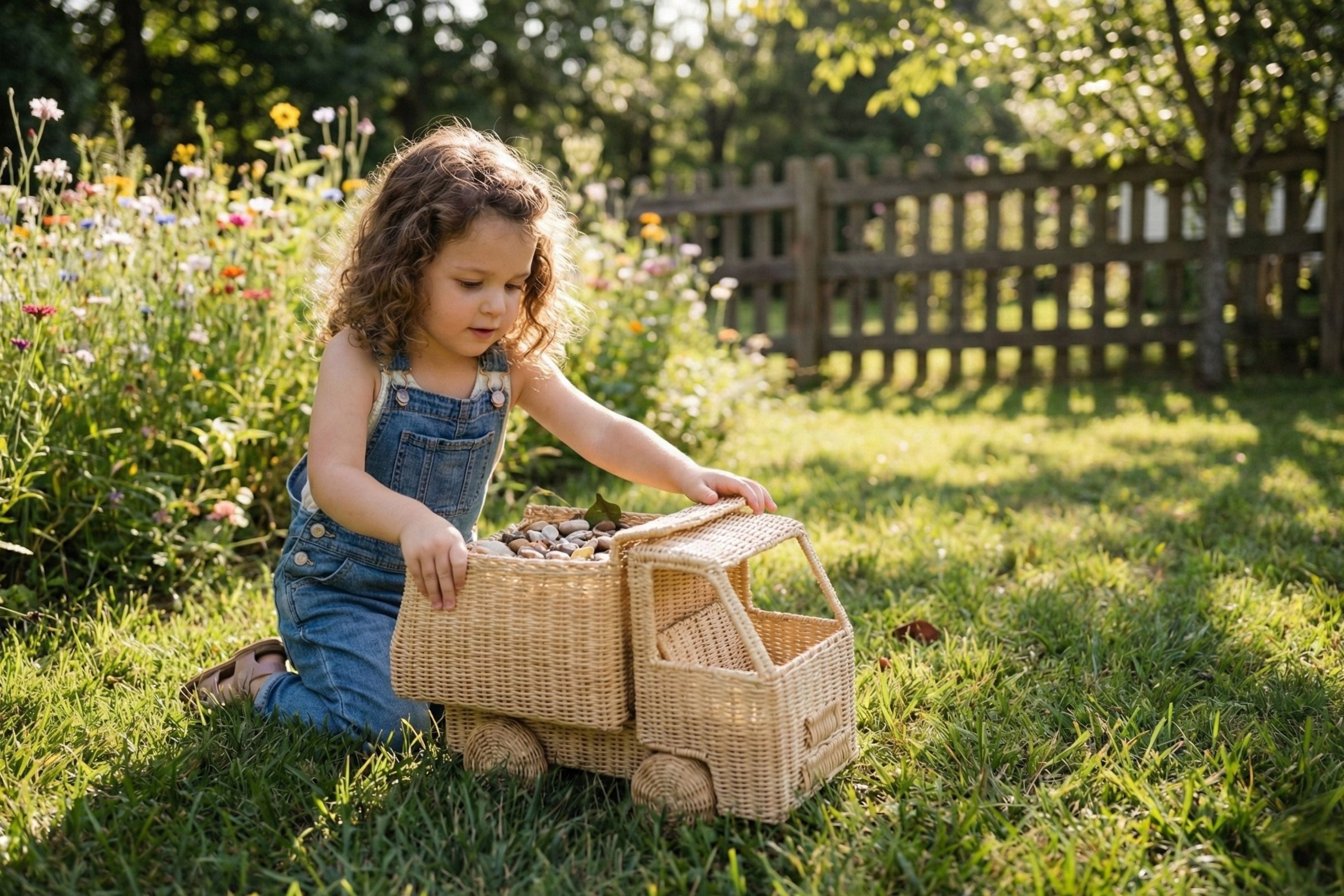 The Eco-hauler: Handwoven Rattan Dump Truck | Kids Toy Truck