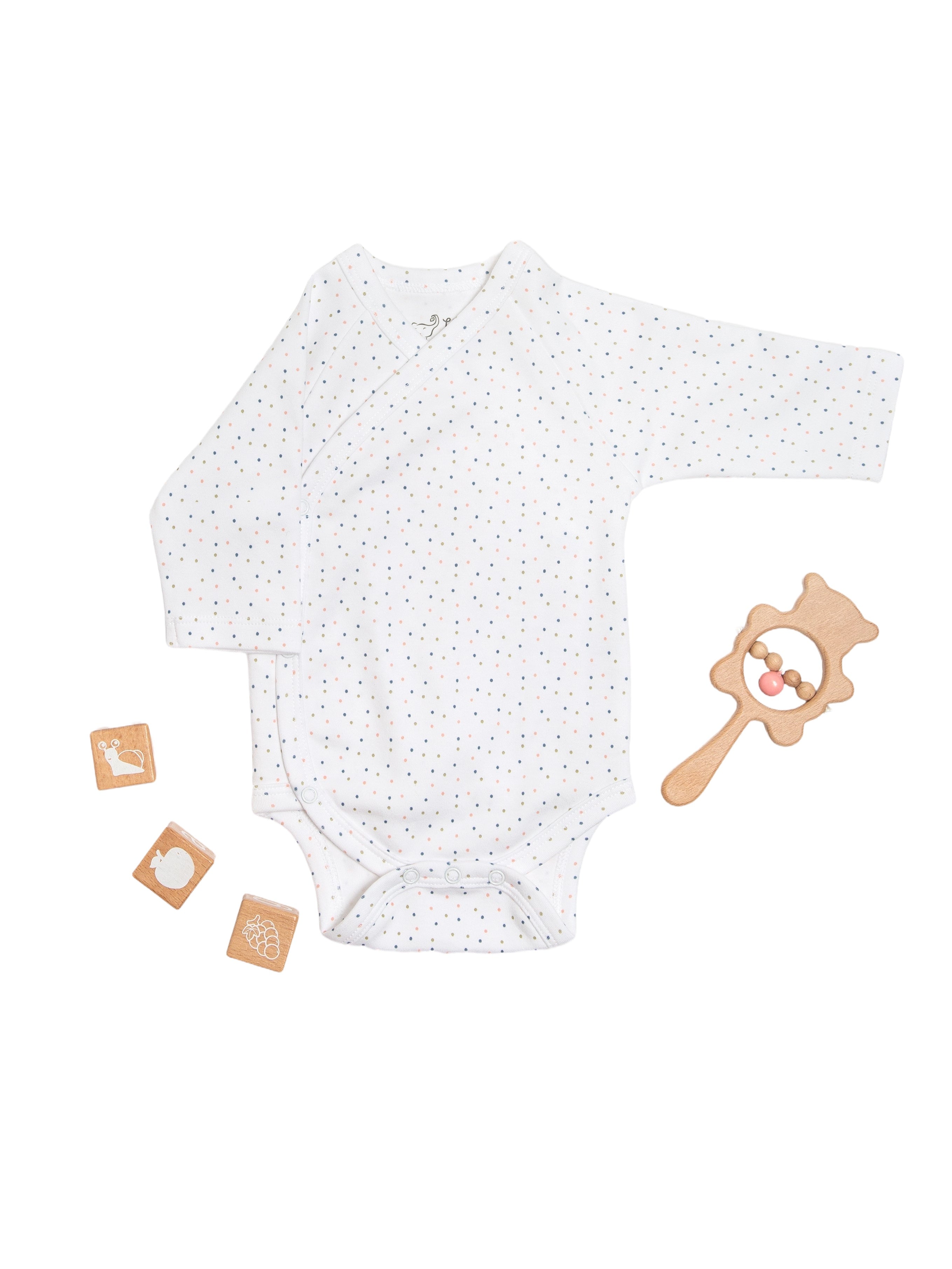 Organic Cotton Kimono Bodysuit - Polka Dots