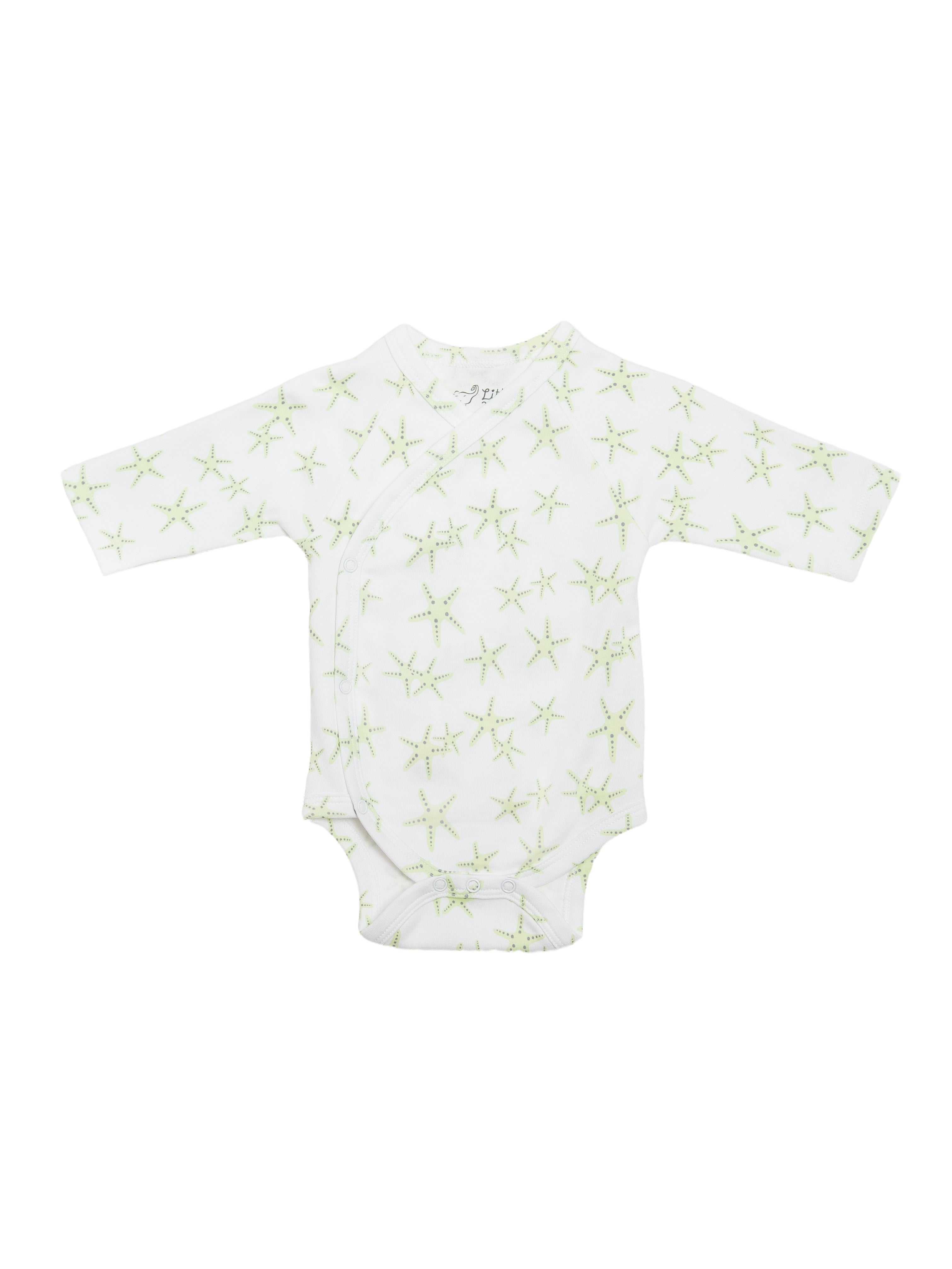 Organic Cotton Kimono Bodysuit - Green Starfish