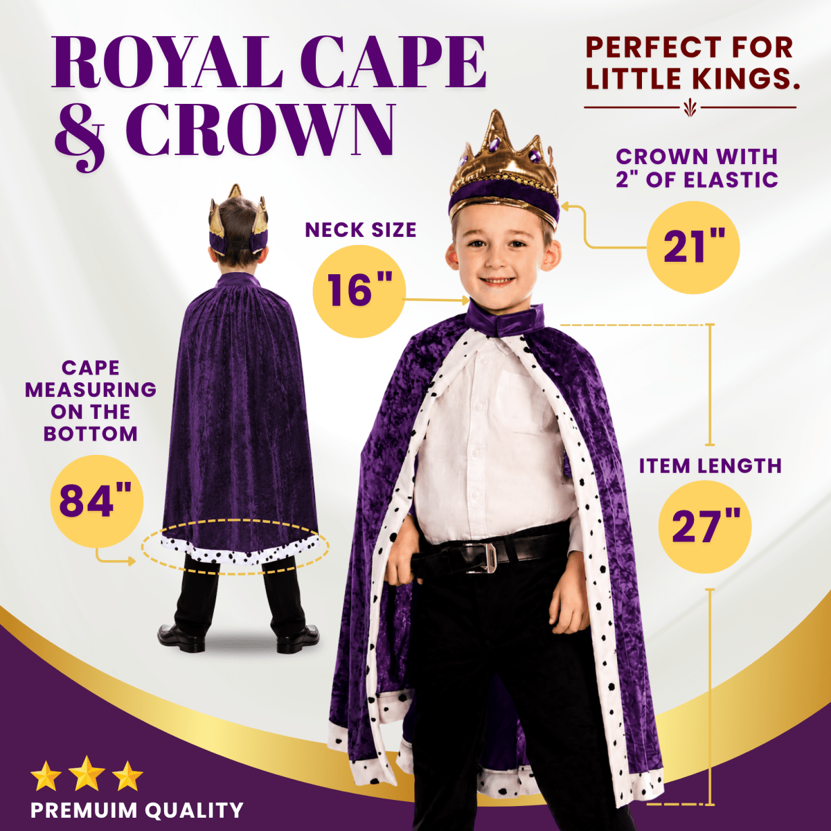 King Crown And Robe Costume - Kids