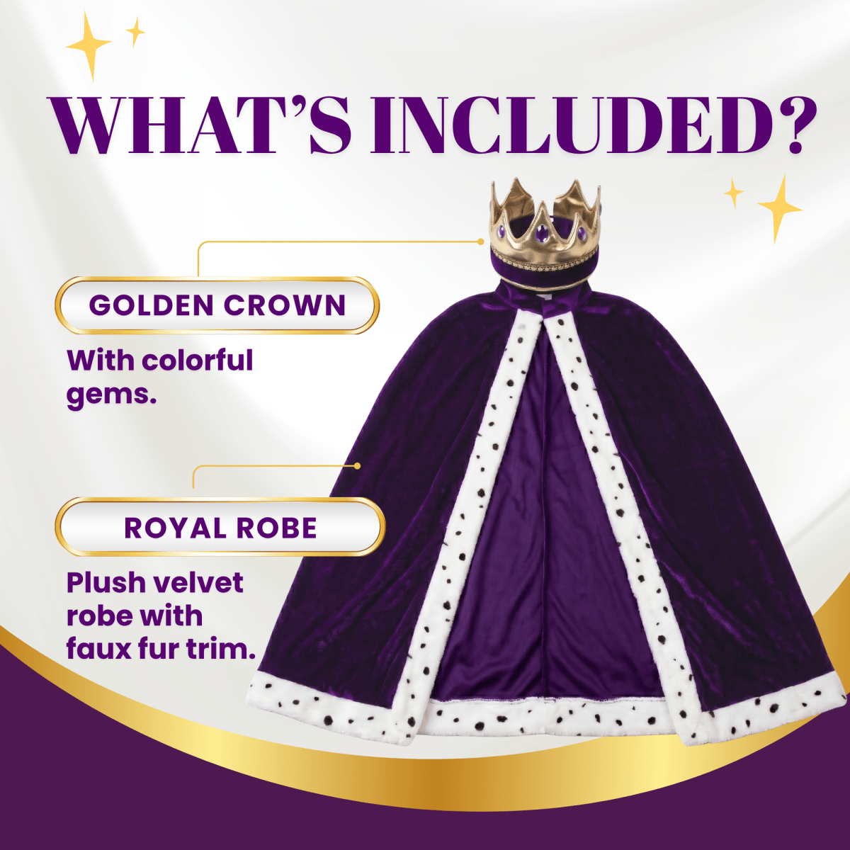 King Crown And Robe Costume - Kids
