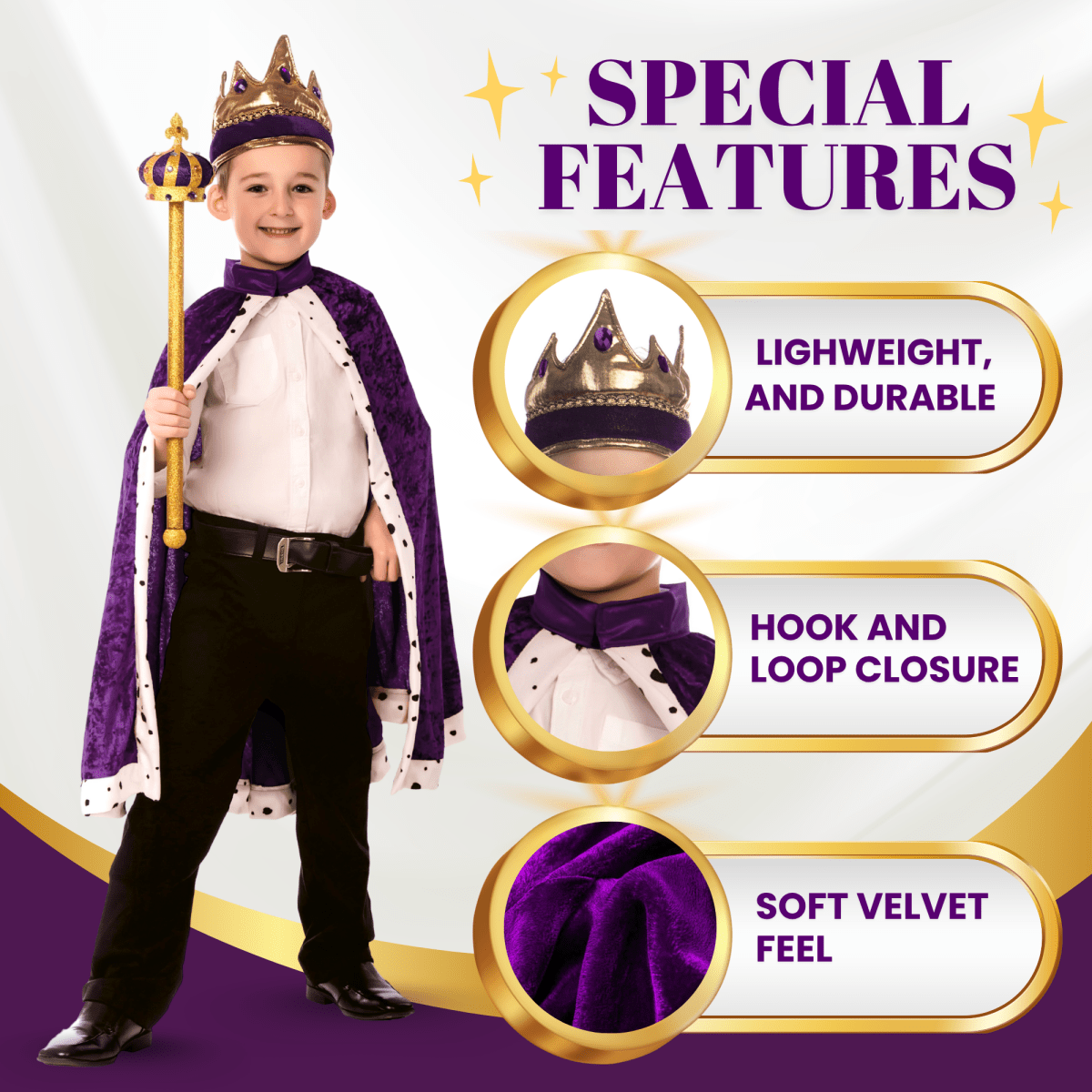 King Crown And Robe Costume - Kids