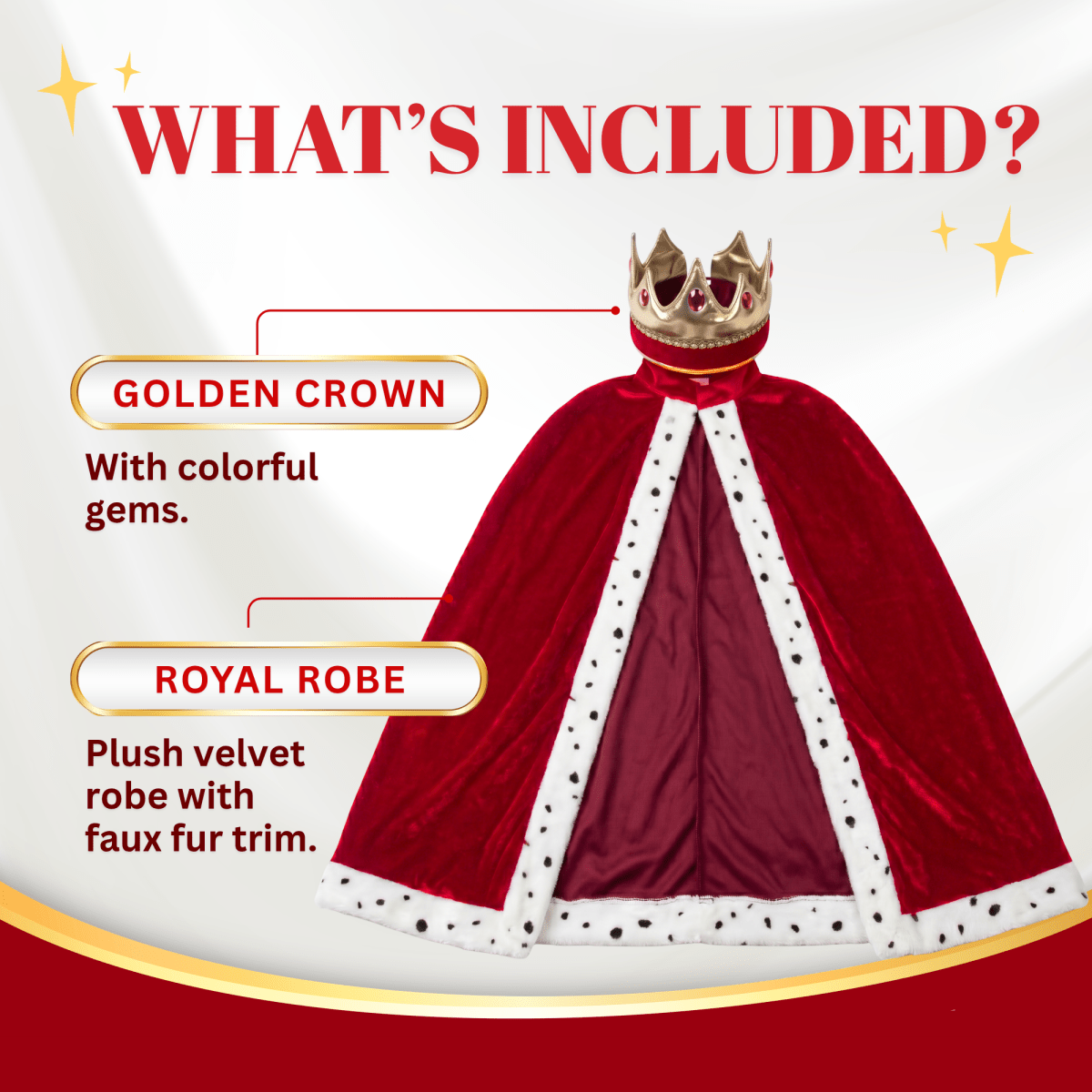 King Crown And Robe Costume - Kids