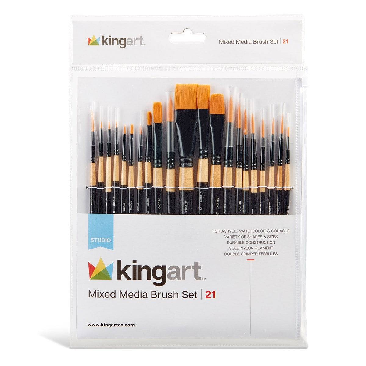 Studio Mixed Media Gold Nylon Brush Set - 21 Pc
