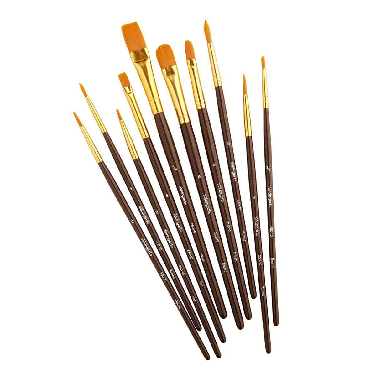 Studio Mixed Media Gold Nylon Brush Set  - 10 Pc