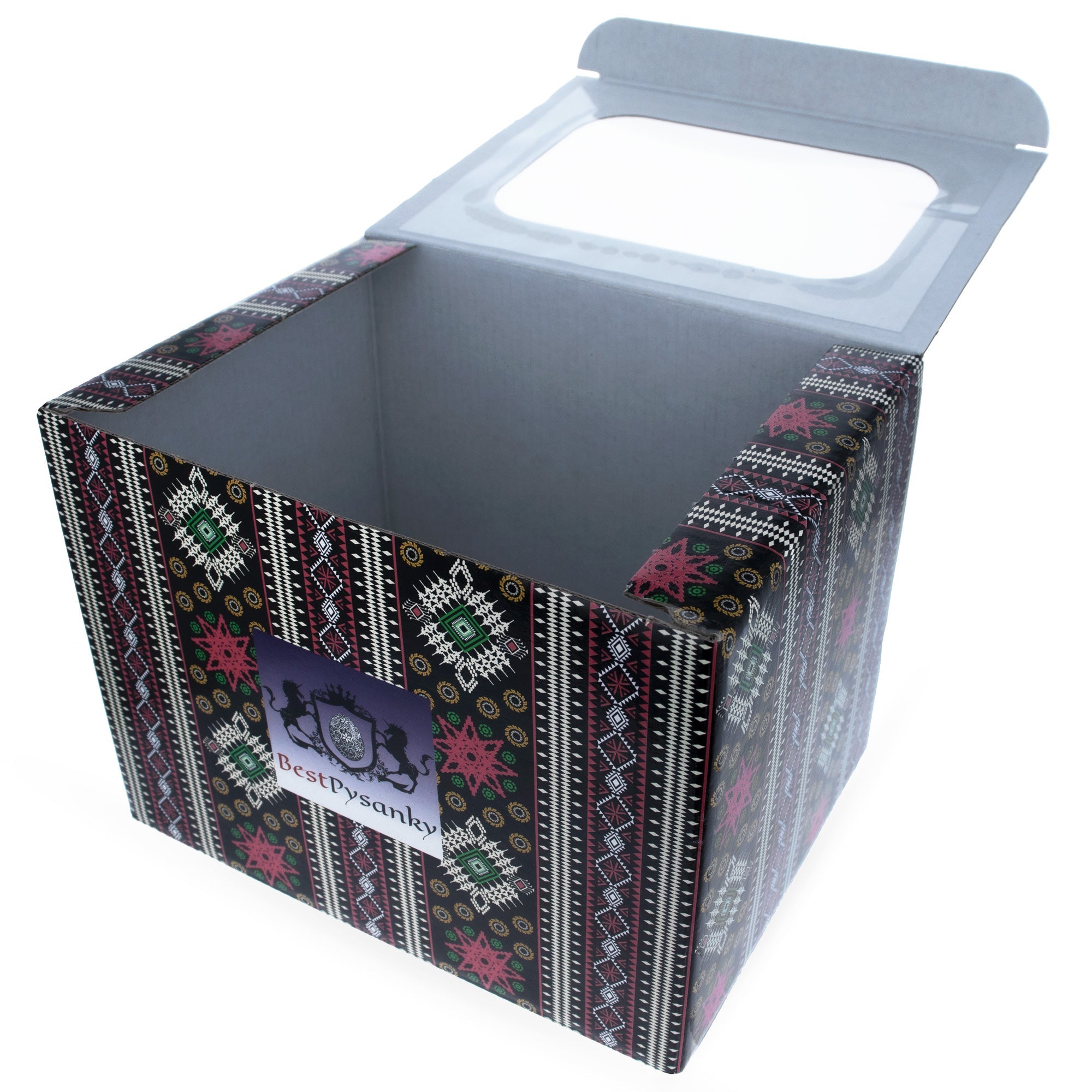 Geometric Design Ukrainian Gift Box With Display Window 7.1 X 5.5 X 5.5 Inches