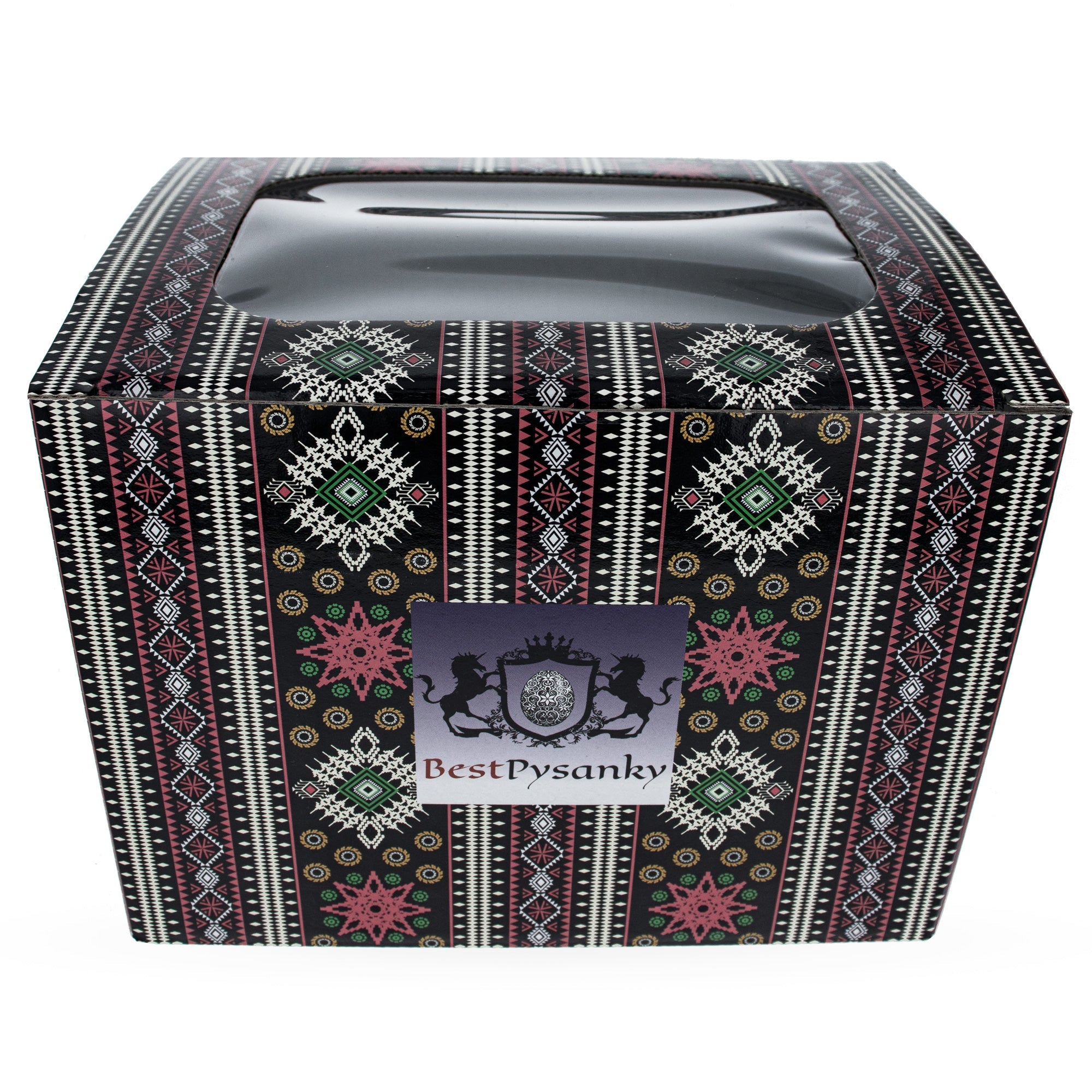 Geometric Design Ukrainian Gift Box With Display Window 7.1 X 5.5 X 5.5 Inches