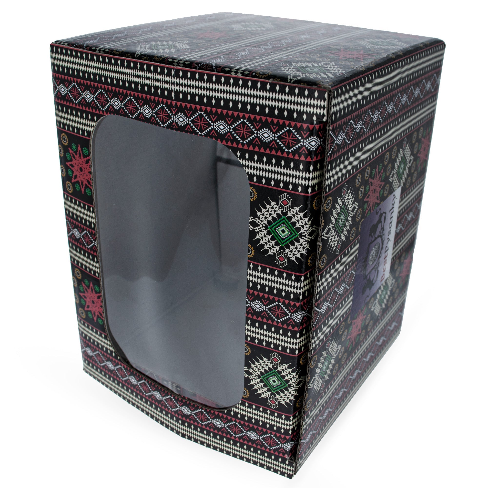 Geometric Design Ukrainian Gift Box With Display Window 7.1 X 5.5 X 5.5 Inches