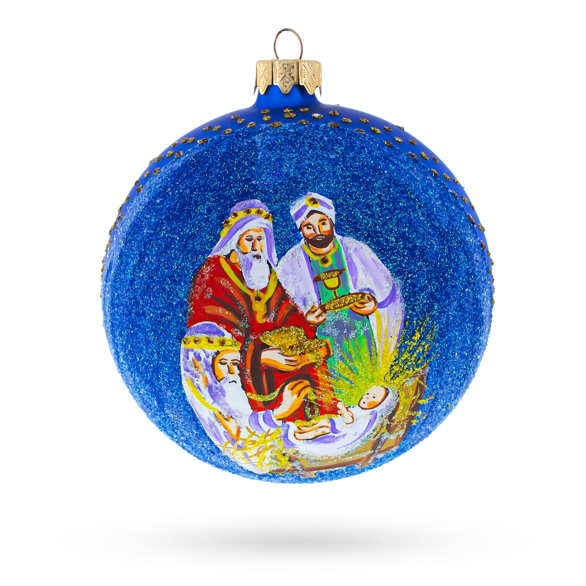 The Wise Men's' Gifts Glass Ball Nativity Christmas Ornament 4 Inches