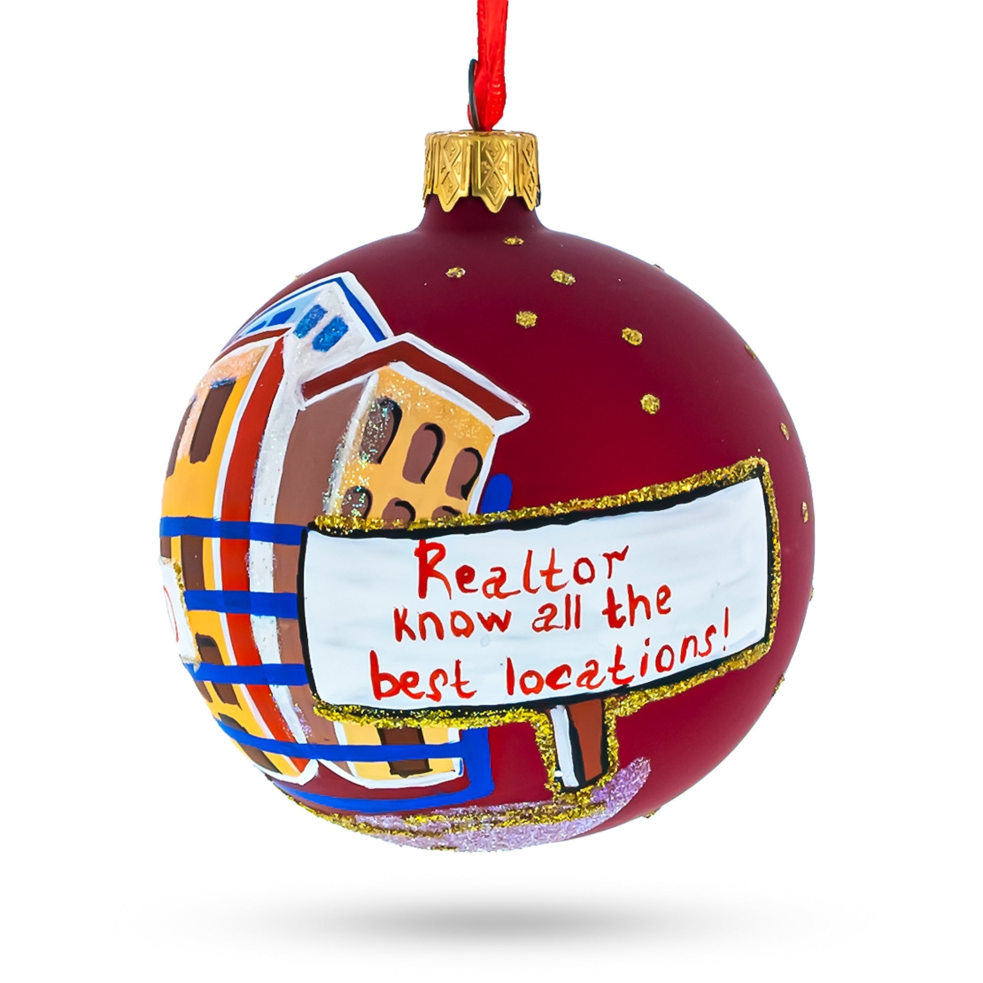 Real Estate Agent Blown Glass Ball Christmas Ornament 3.25 Inches