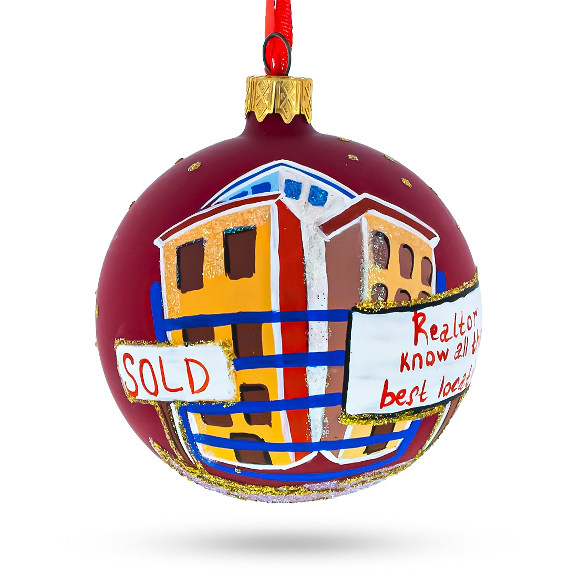 Real Estate Agent Blown Glass Ball Christmas Ornament 3.25 Inches