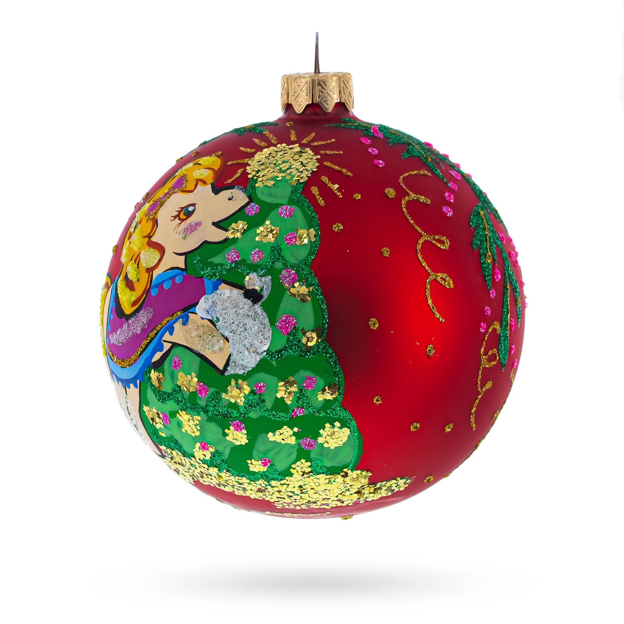 Charming Pony Horse Decorating Tree - Blown Glass Ball Christmas Ornament 4 Inches