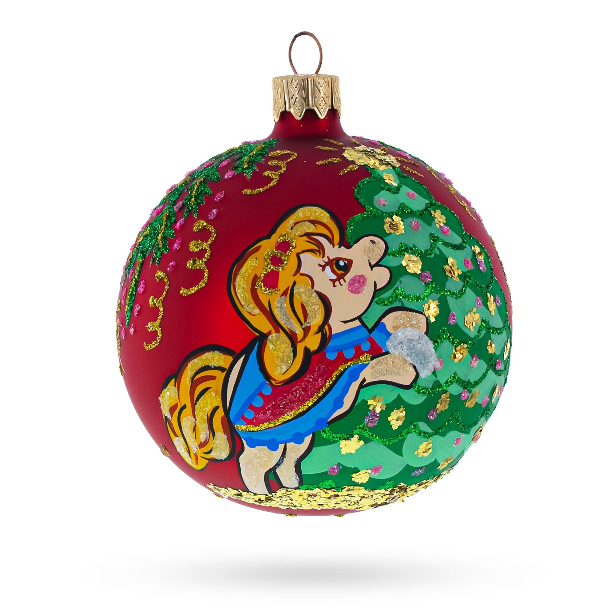 Charming Pony Horse Decorating Tree - Blown Glass Ball Christmas Ornament 3.25 Inches