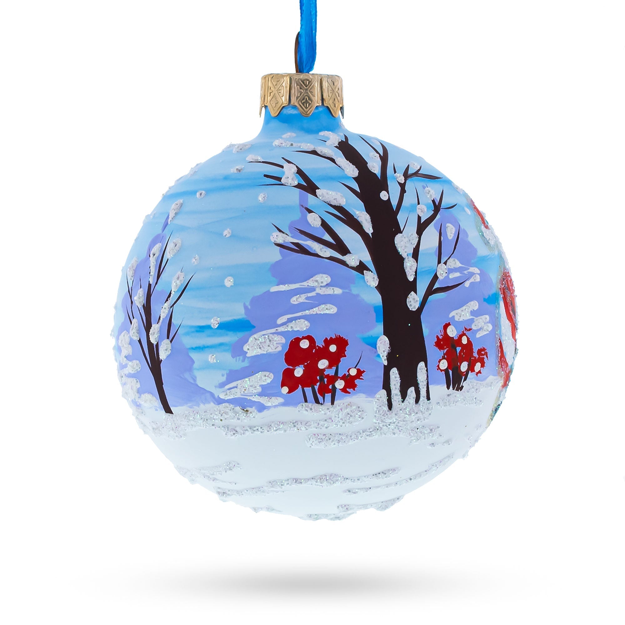 Joyful Angel Helping Santa With Christmas Gifts - Blown Glass Ball Christmas Ornament 3.25 Inches