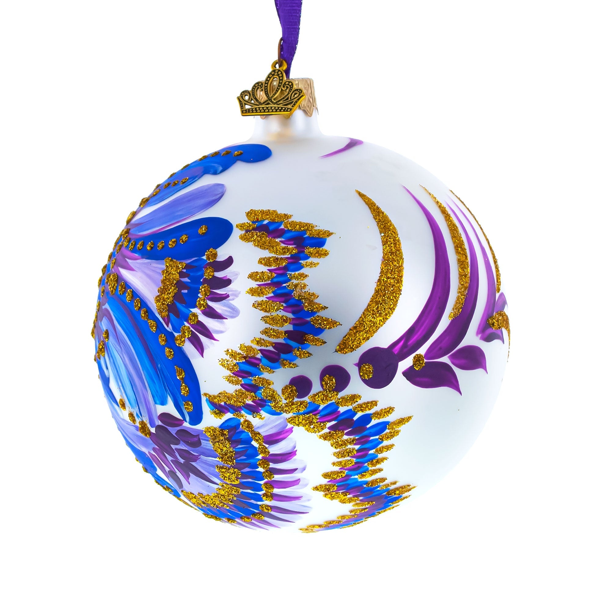 Delicate Cornflower - Blown Glass Ball Christmas Ornament