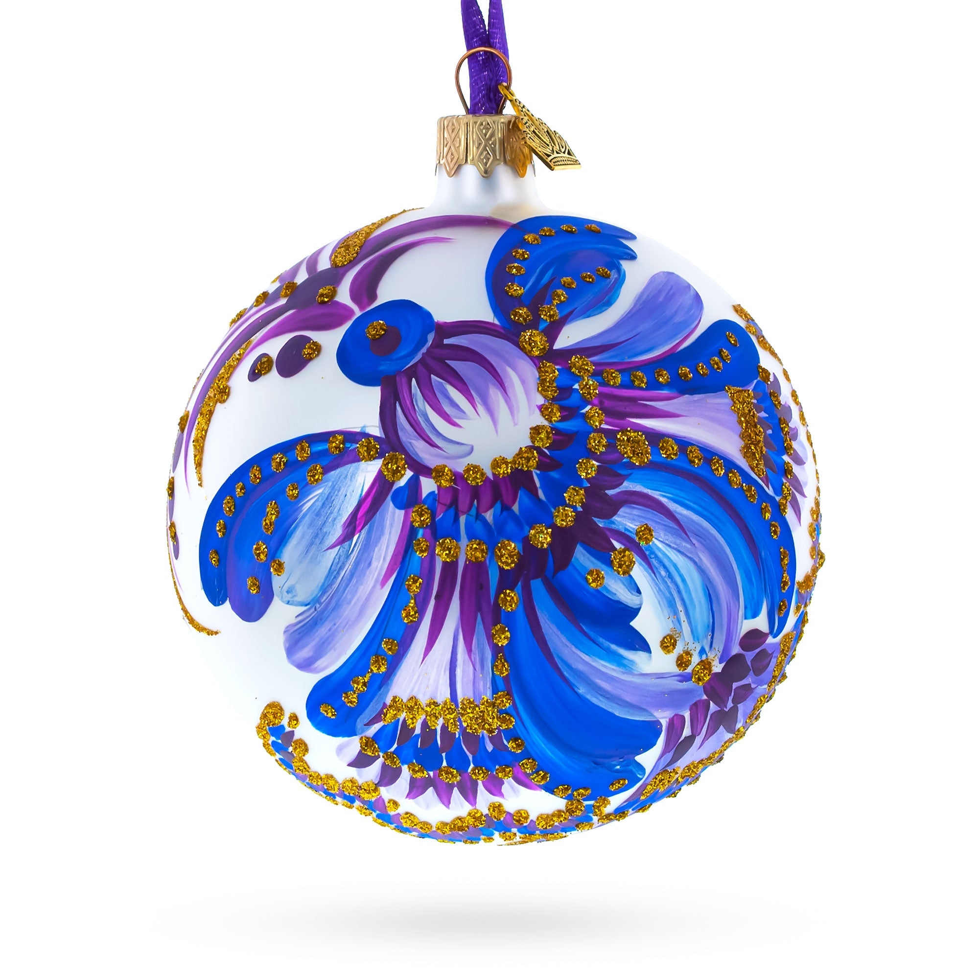 Delicate Cornflower - Blown Glass Ball Christmas Ornament