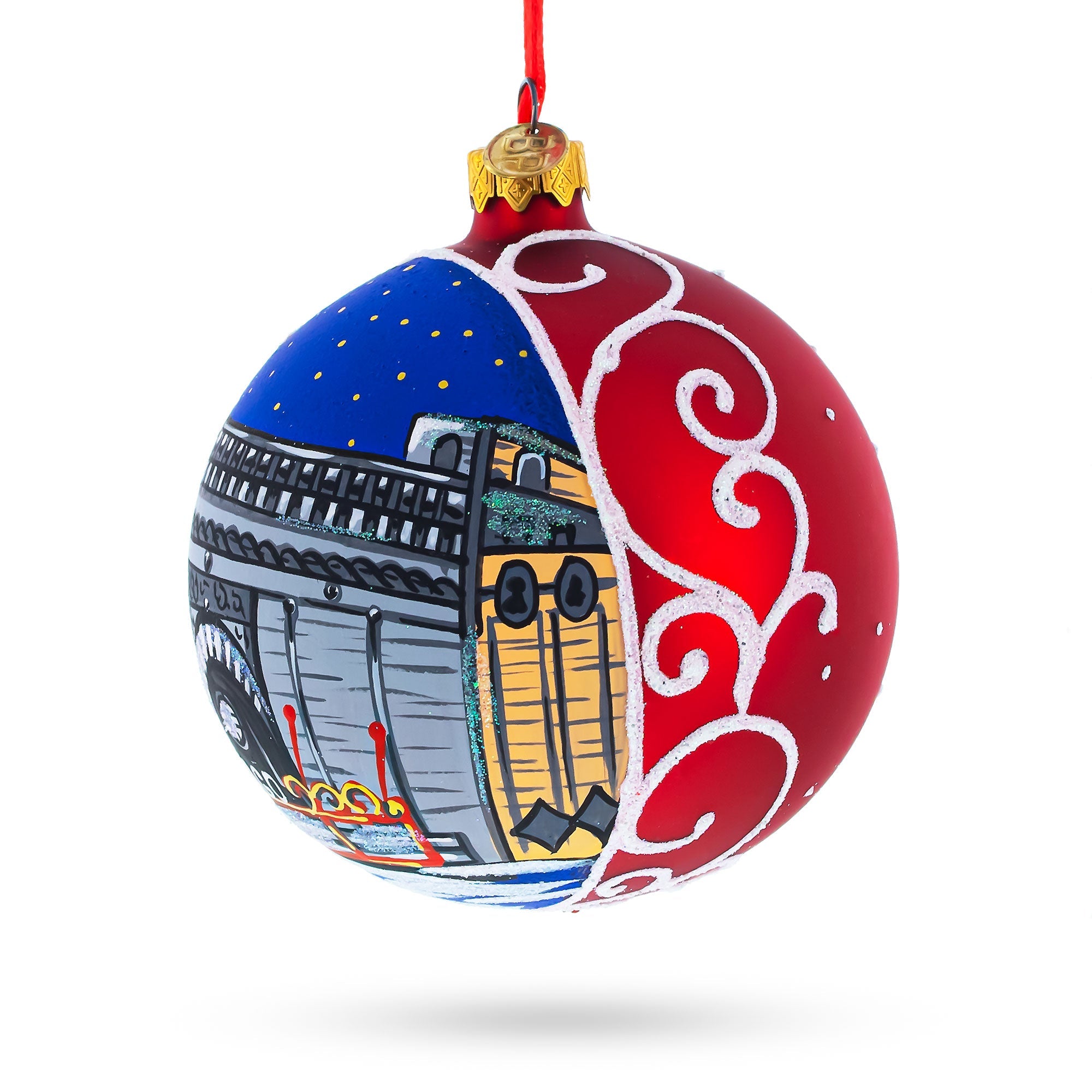 Iconic Chicago Theater - Artisan Blown Glass Ball Christmas Ornament 4 Inches