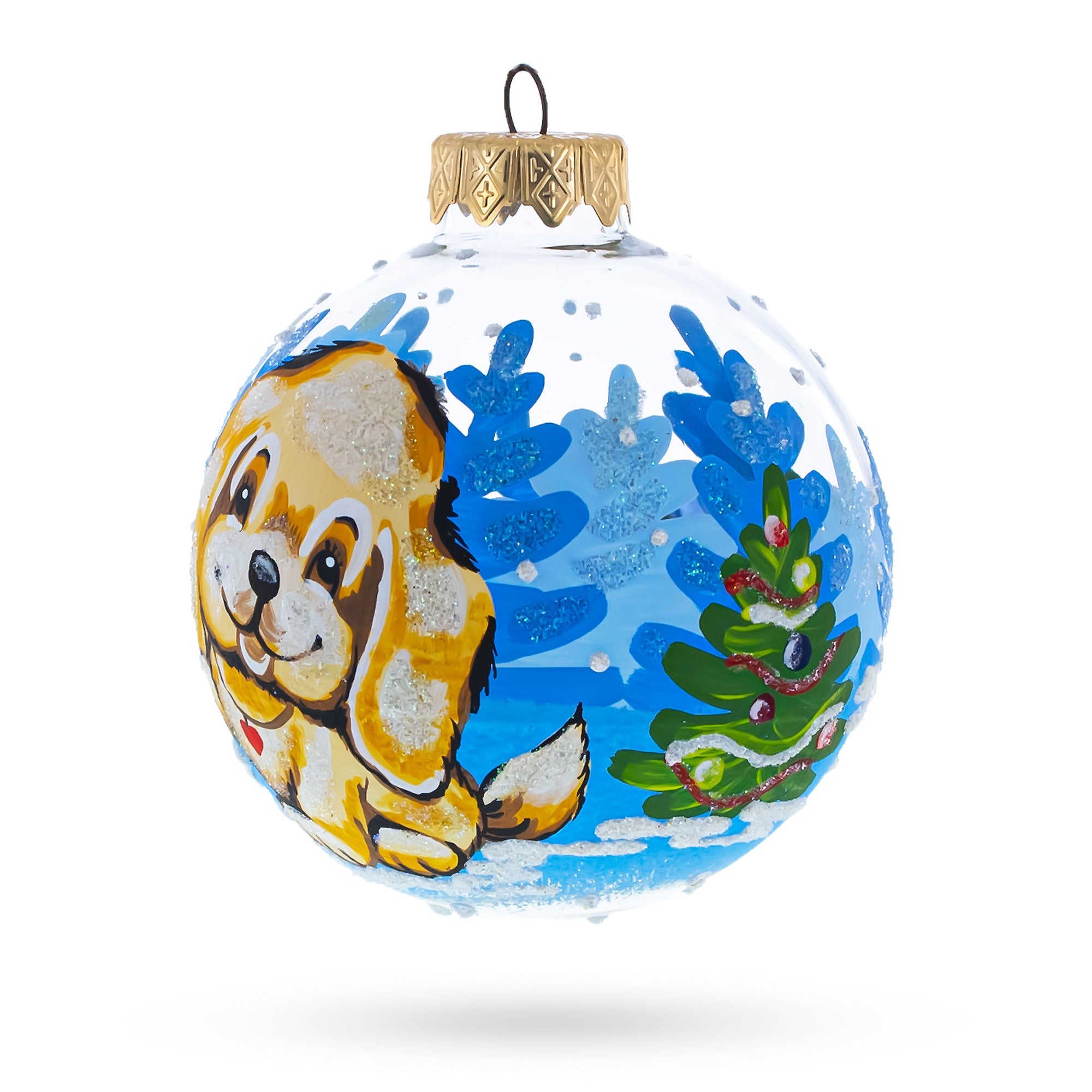 Sunny Yellow Labrador Retriever - Blown Glass Ball Christmas Ornament 3.25 Inches