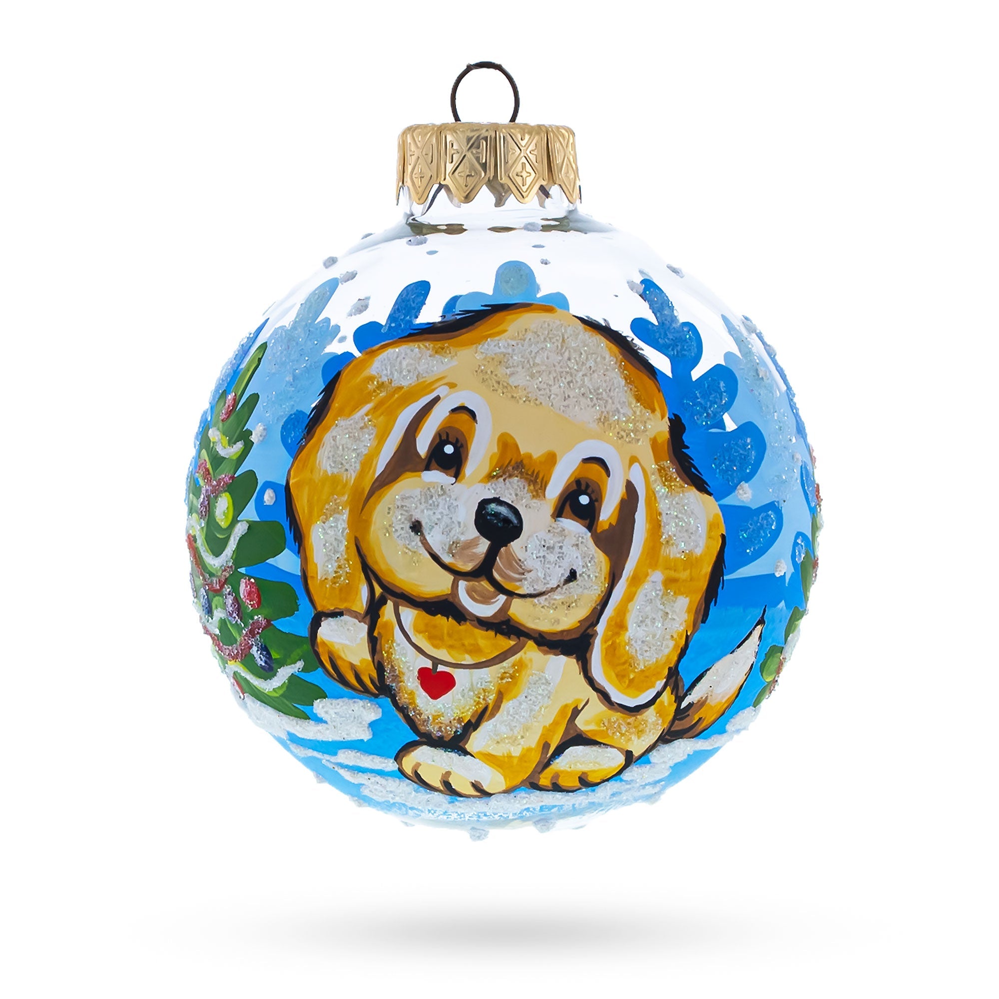 Sunny Yellow Labrador Retriever - Blown Glass Ball Christmas Ornament 3.25 Inches