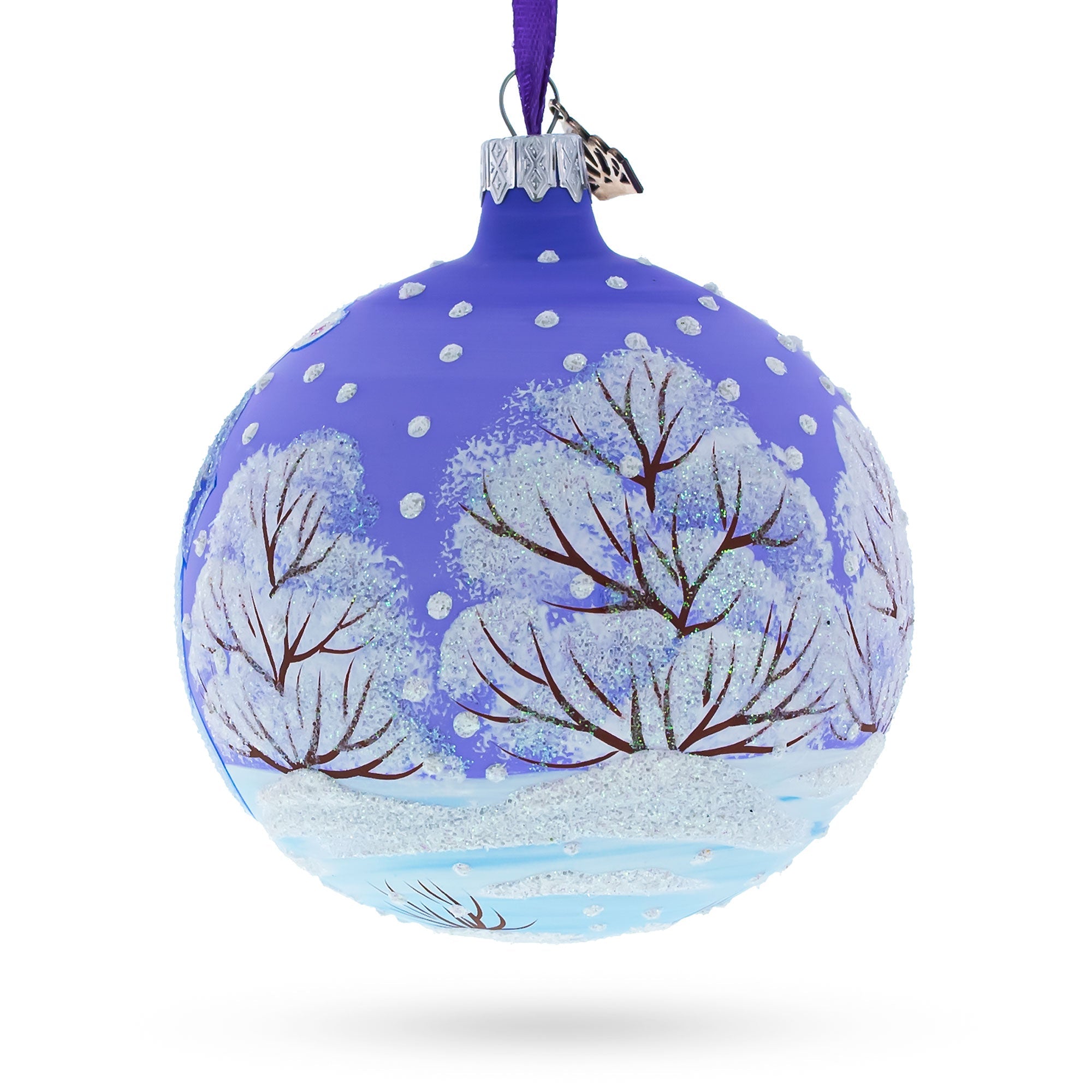 Arctic Wonders: Three Polar Bears - Blown Glass Ball Christmas Ornament 4 Inches