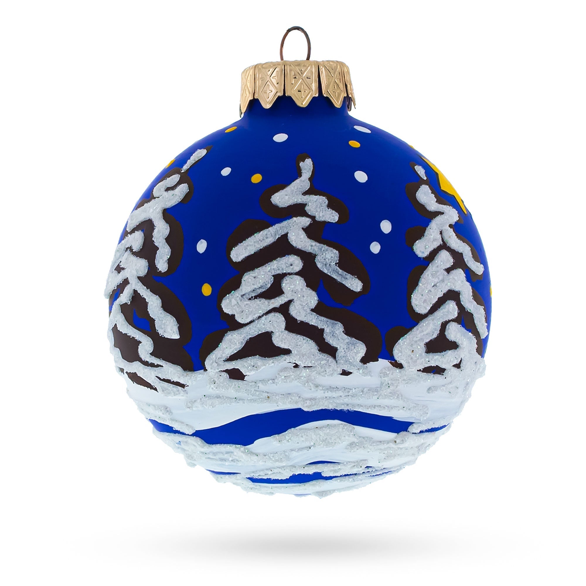 Patriotic Winter Adventure: Bear Skiing With Snowman And Usa Flag Blown Glass Ball Christmas Ornament 3.25 Inches