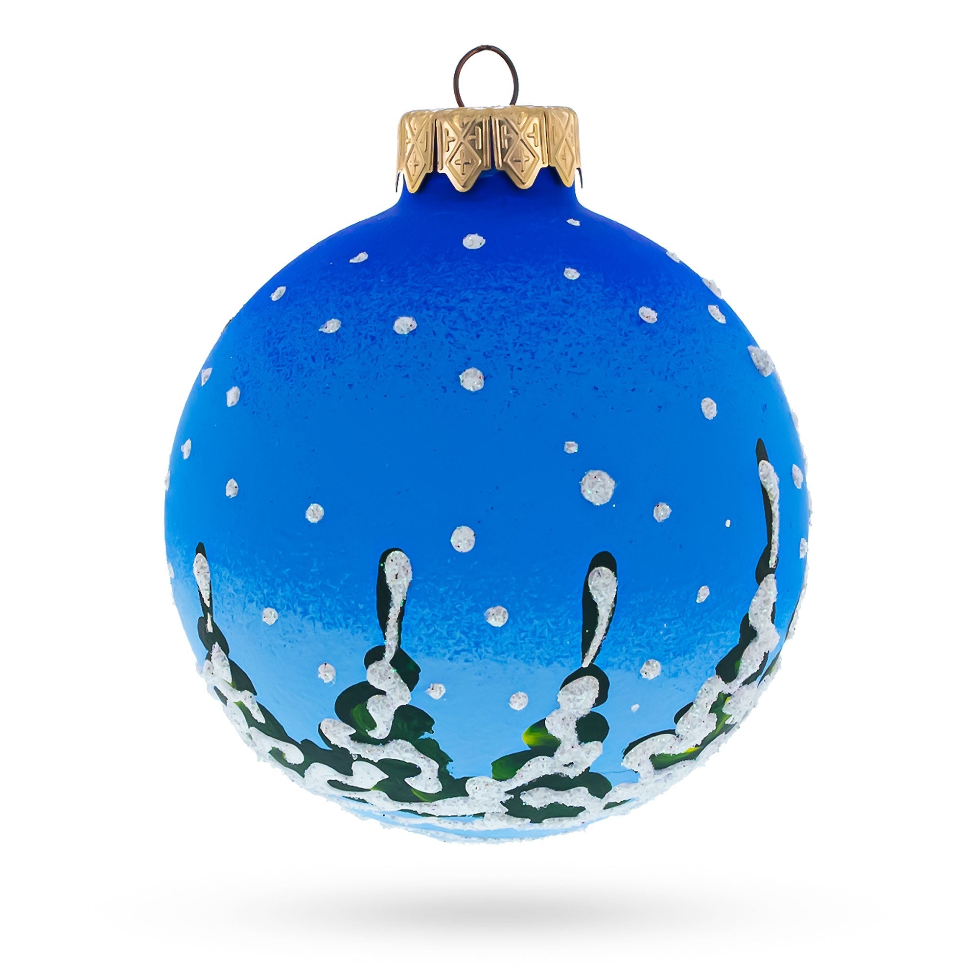 Santa's Sleigh Ride: Santa And Reindeer Festive Blown Glass Ball Christmas Ornament 3.25 Inches