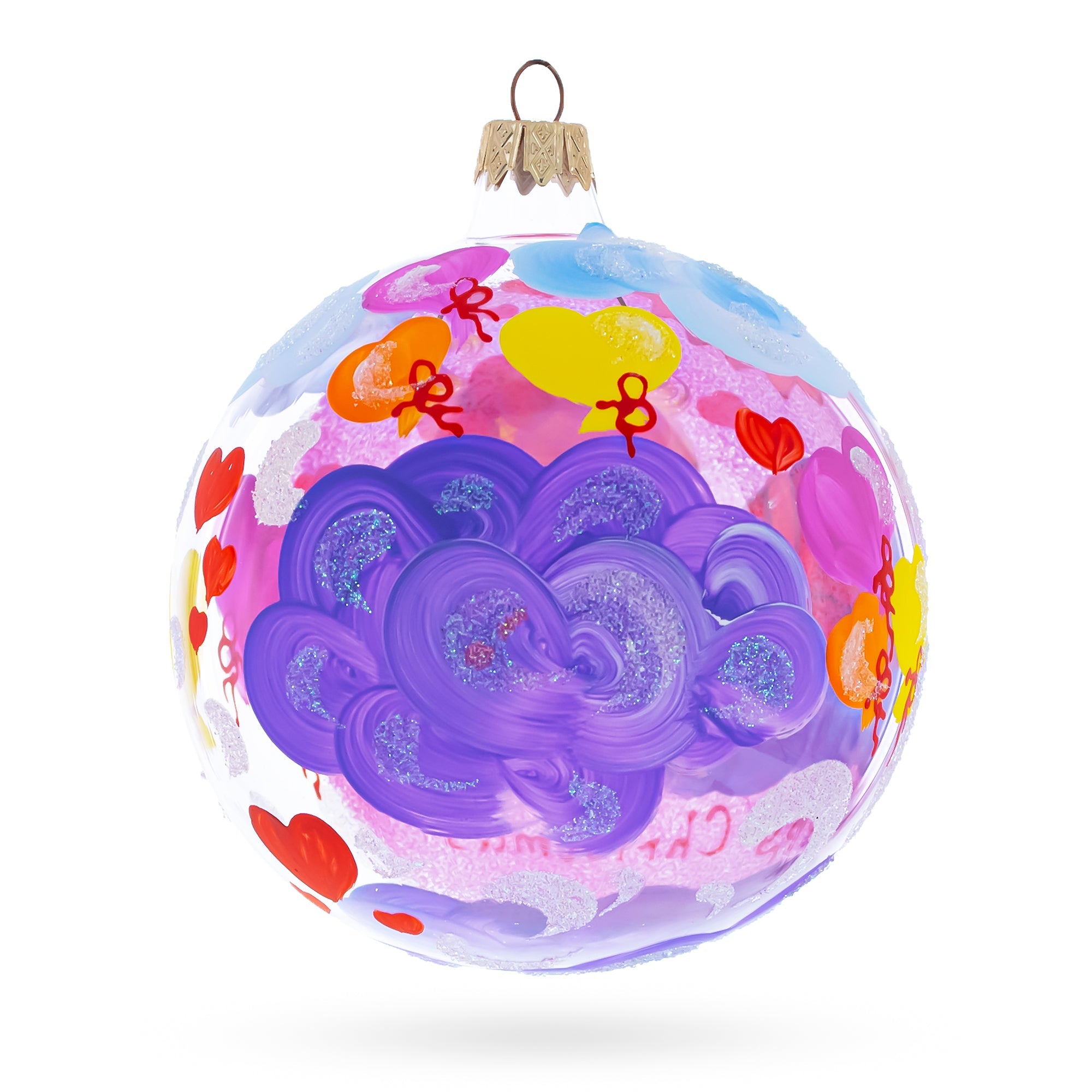 Angel-faced Girl Slumbering On Fluffy Clouds Blown Glass Ball Baby's First Christmas Ornament 4 Inches