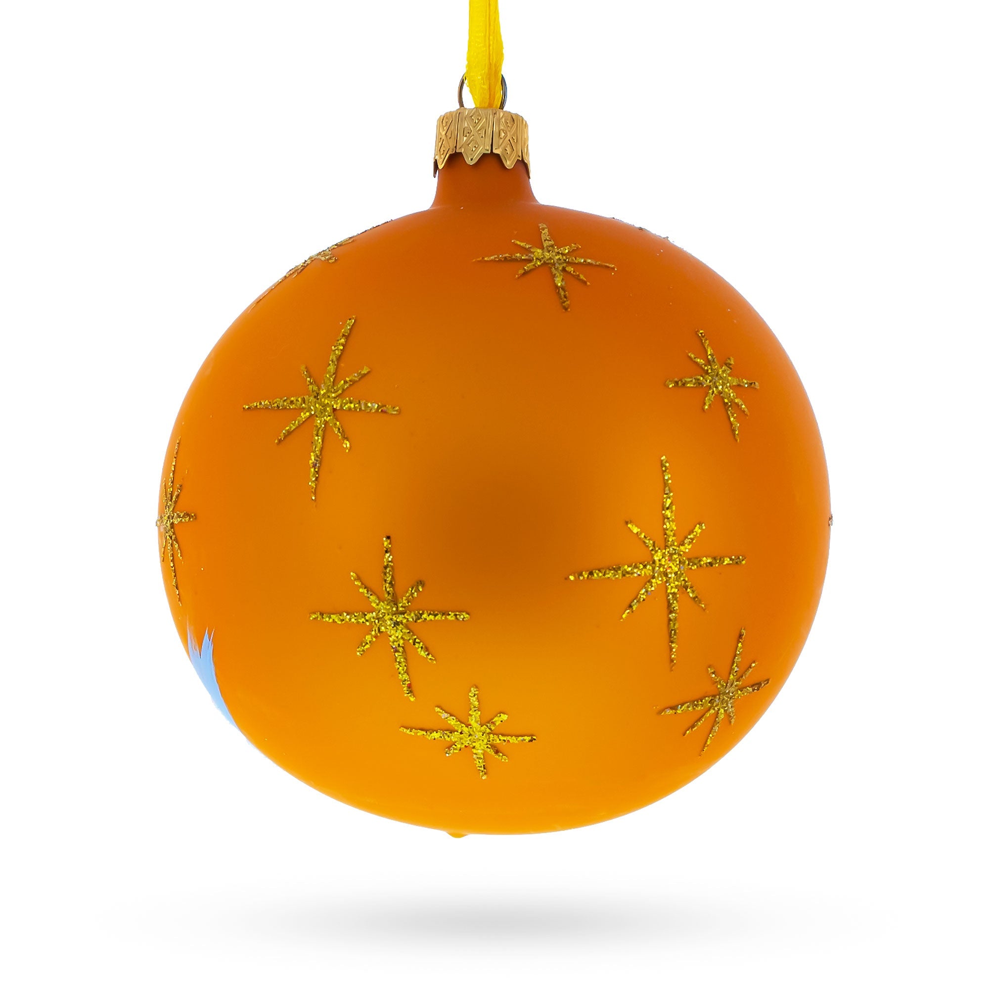 Brave Little Fireman: Hand-painted Blown Glass Ball Christmas Ornament 4 Inches