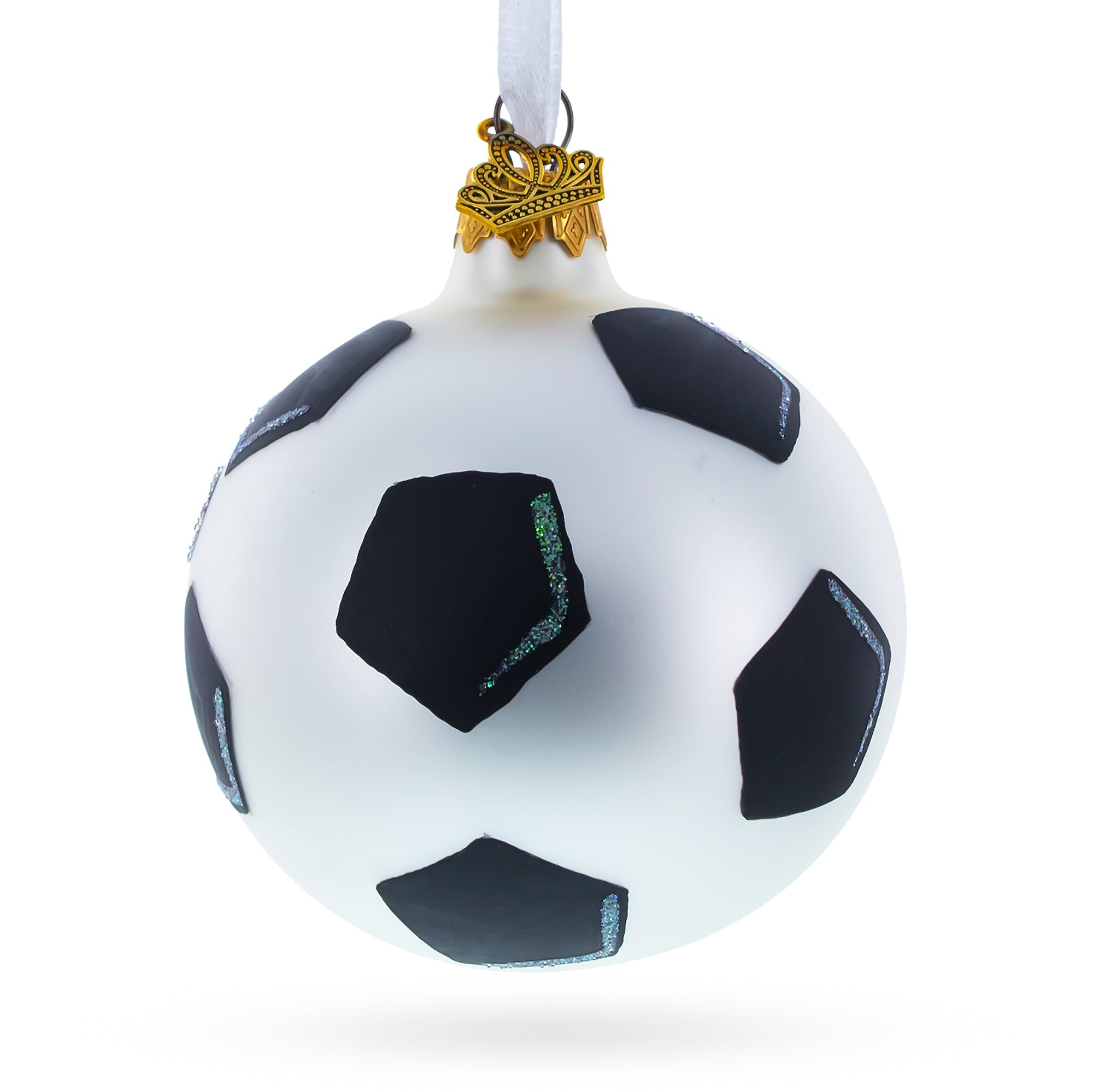 Goal Scorer: Soccer Player In Action Blown Glass Ball Christmas Sports Ornament 3.25 Inches