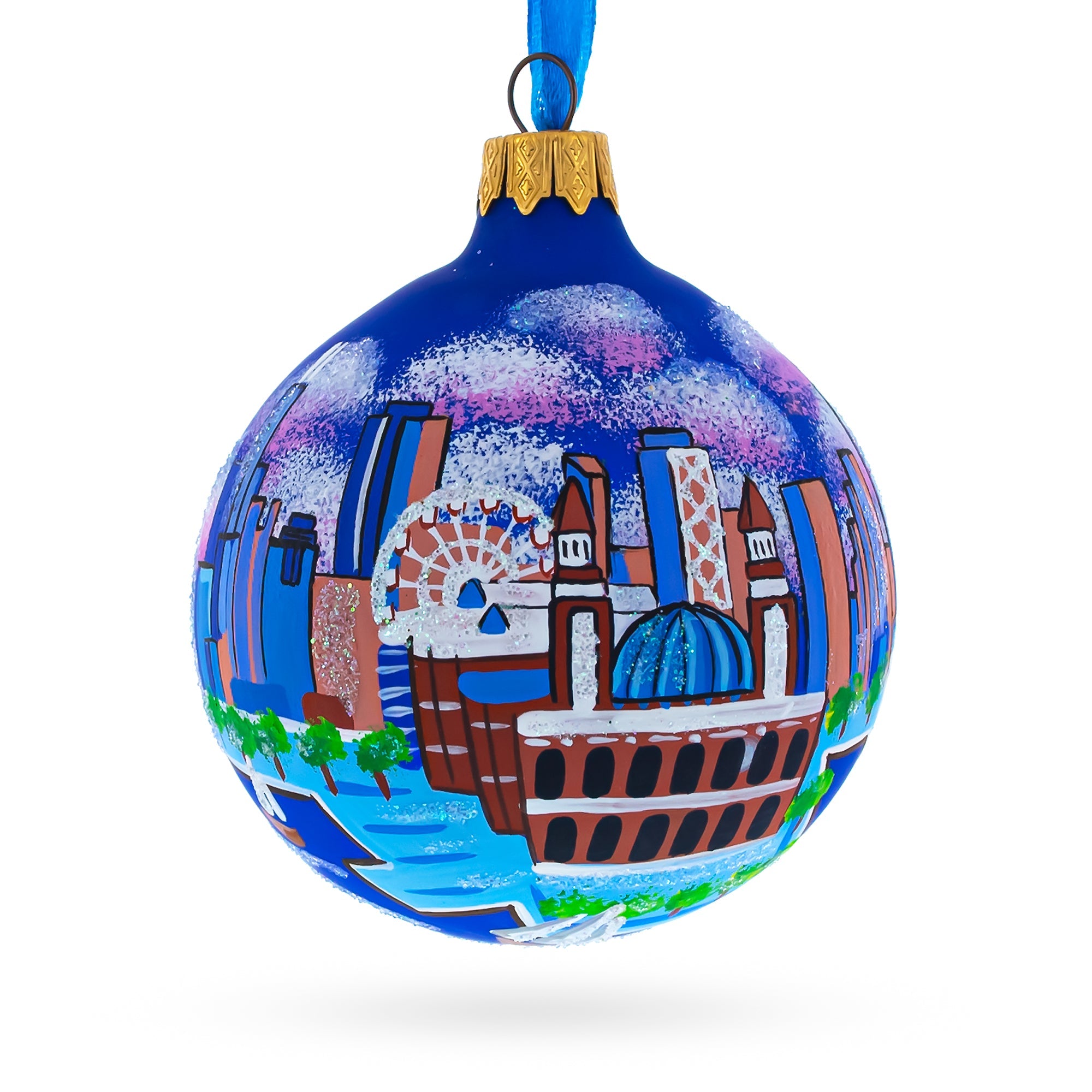 Navy Pier, Chicago, Illinois Glass Ball Christmas Ornament 3.25 Inches