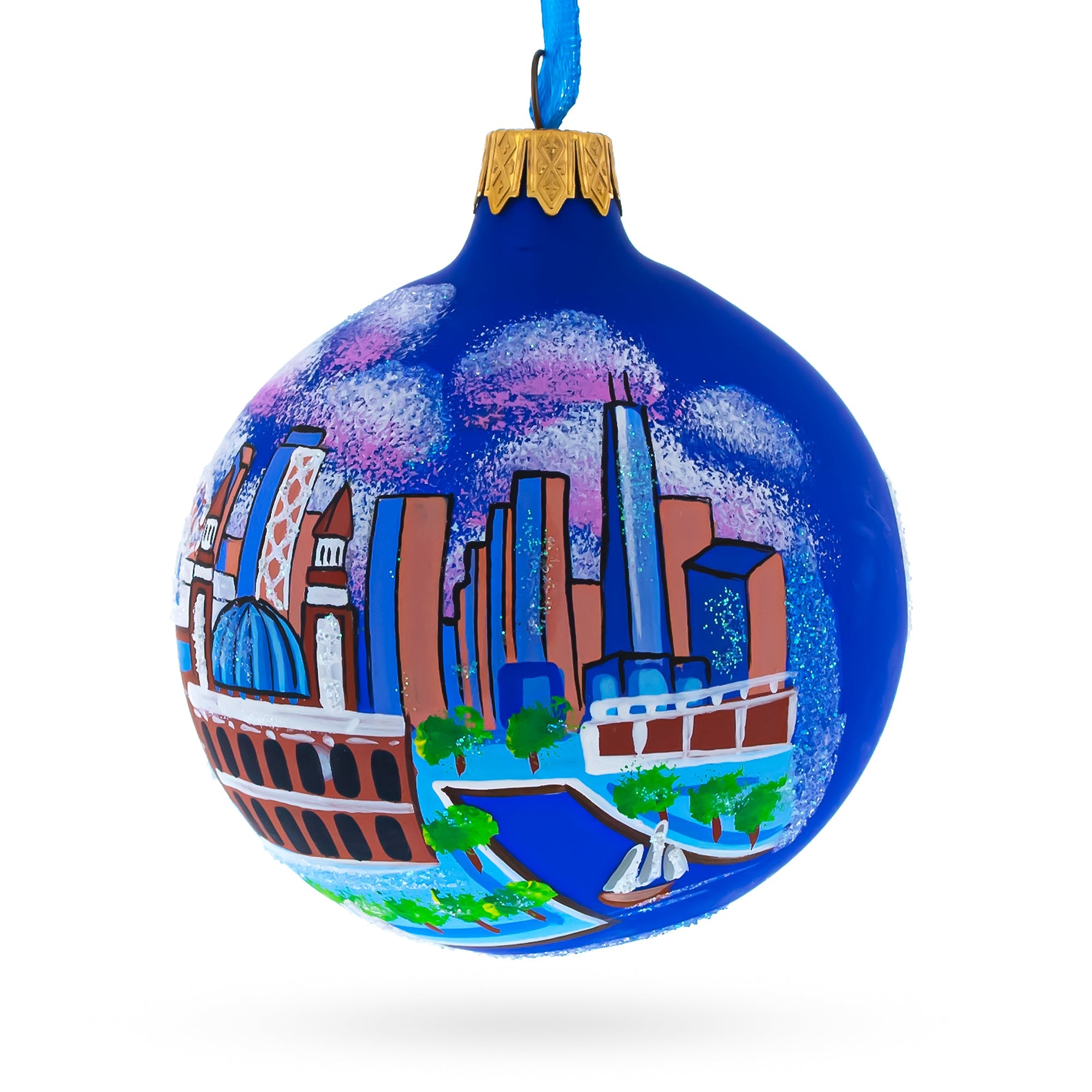 Navy Pier, Chicago, Illinois Glass Ball Christmas Ornament 3.25 Inches