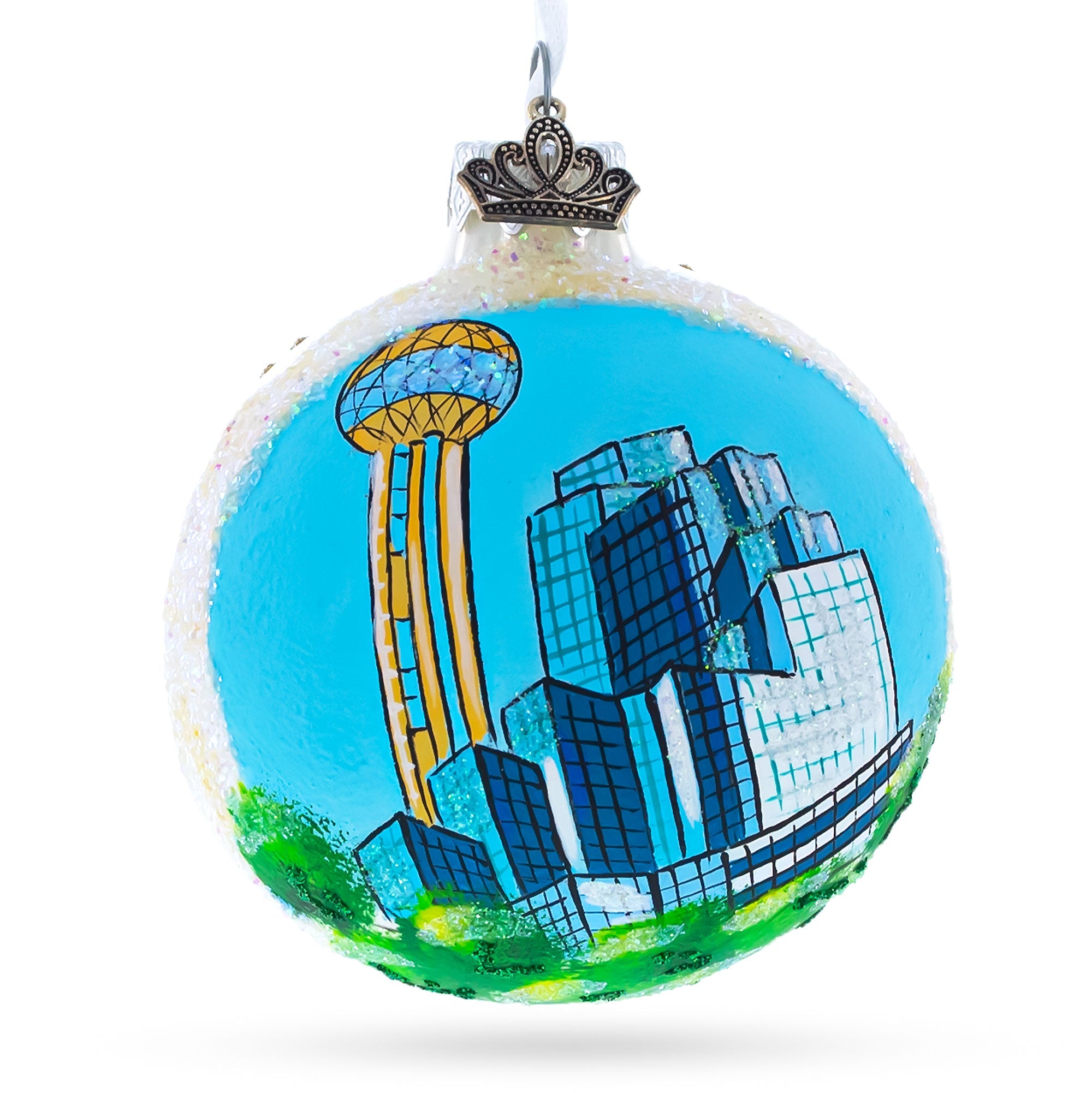 Dallas, Texas Glass Ball Christmas Ornament 3.25 Inches