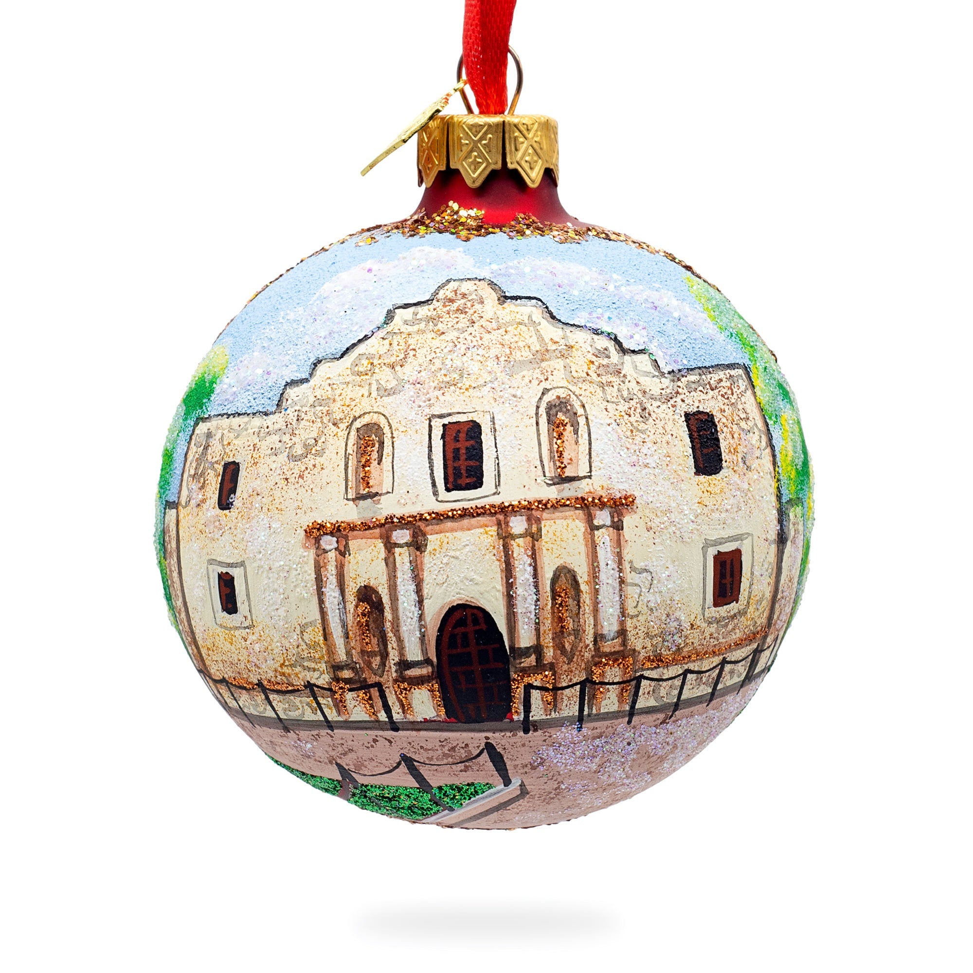 The Alamo, San Antonio, Texas Glass Ball Christmas Ornament 3.25 Inches