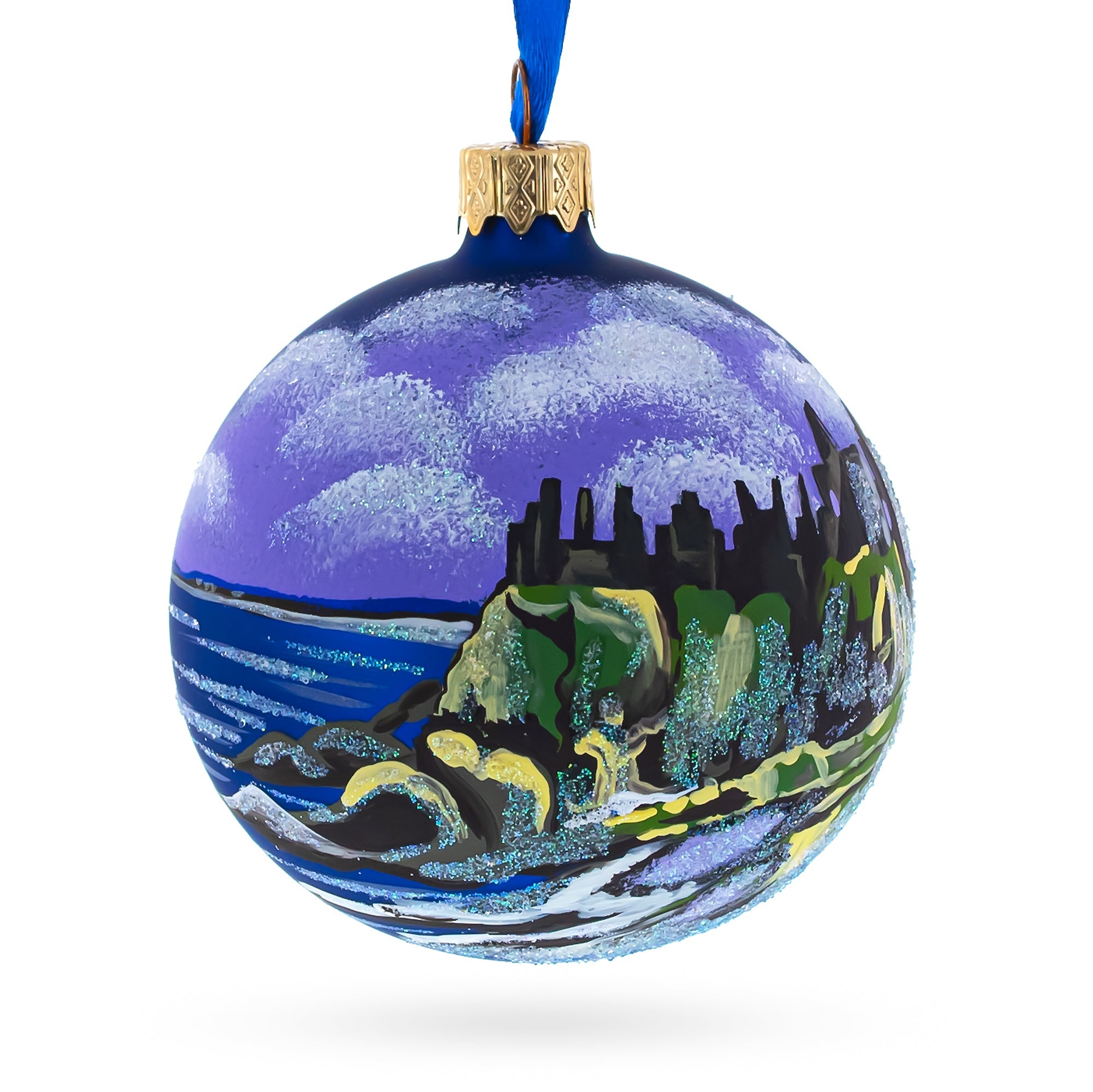 Castle In Ireland Glass Ball Christmas Ornament 3.25 Inches