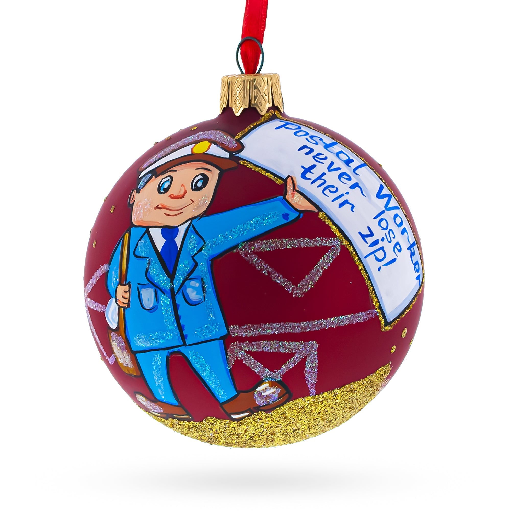 Mail Carrier - Blown Glass Ball Christmas Ornament 3.25 Inches