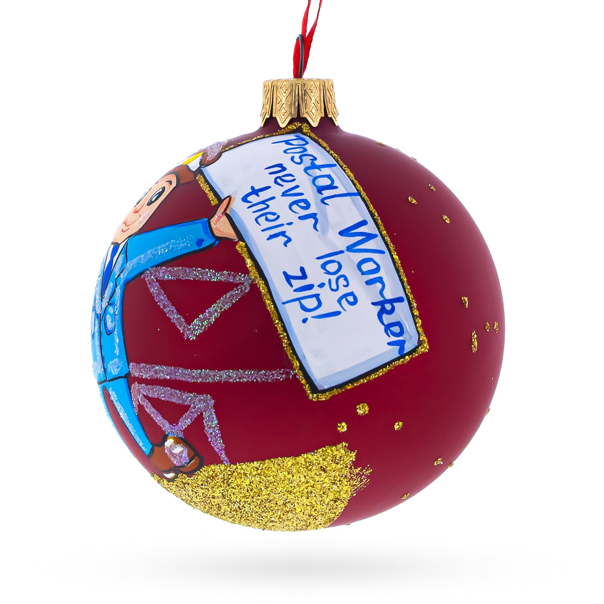 Mail Carrier - Blown Glass Ball Christmas Ornament 3.25 Inches