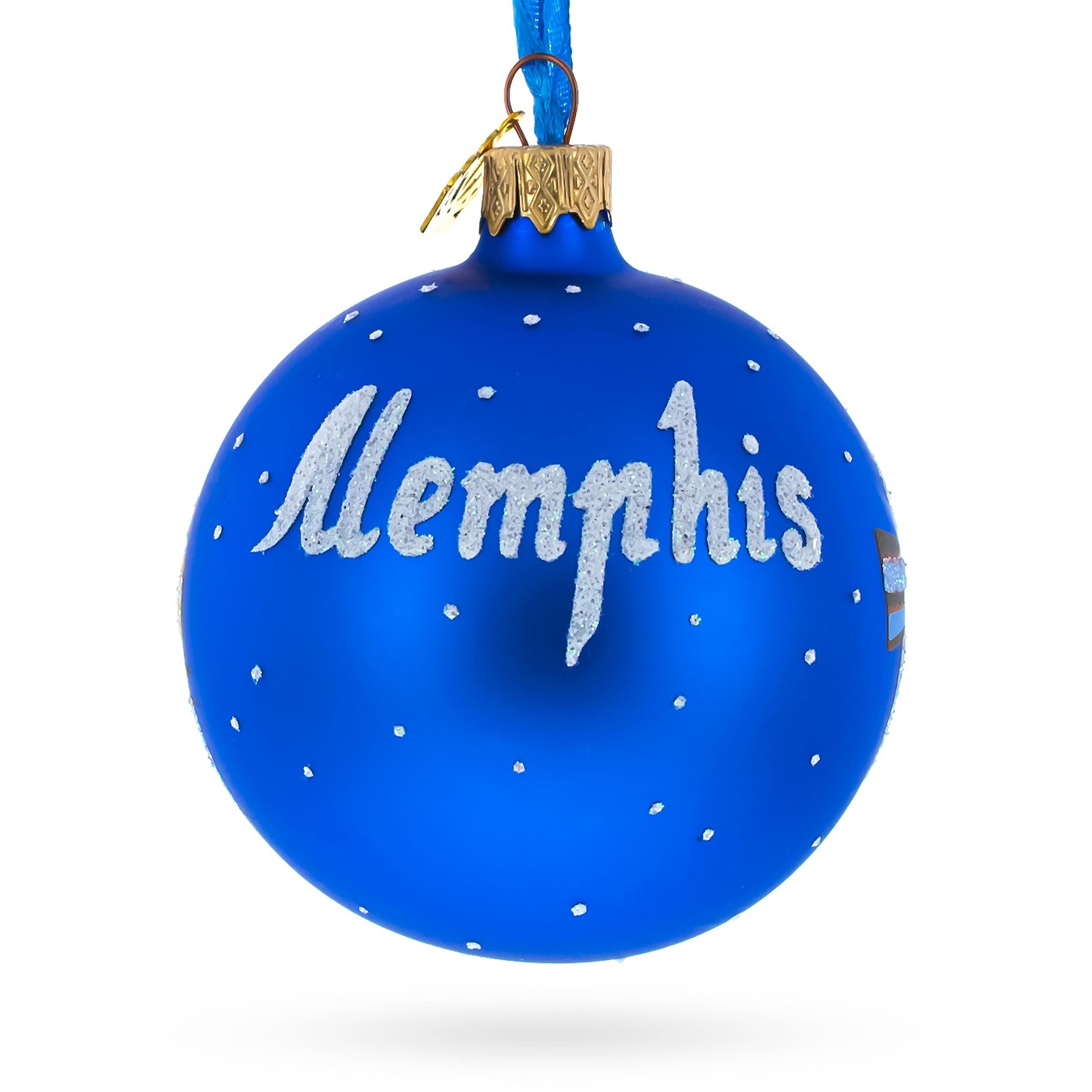 Memphis At Night, Tennessee Glass Ball Christmas Ornament 3.25 Inches