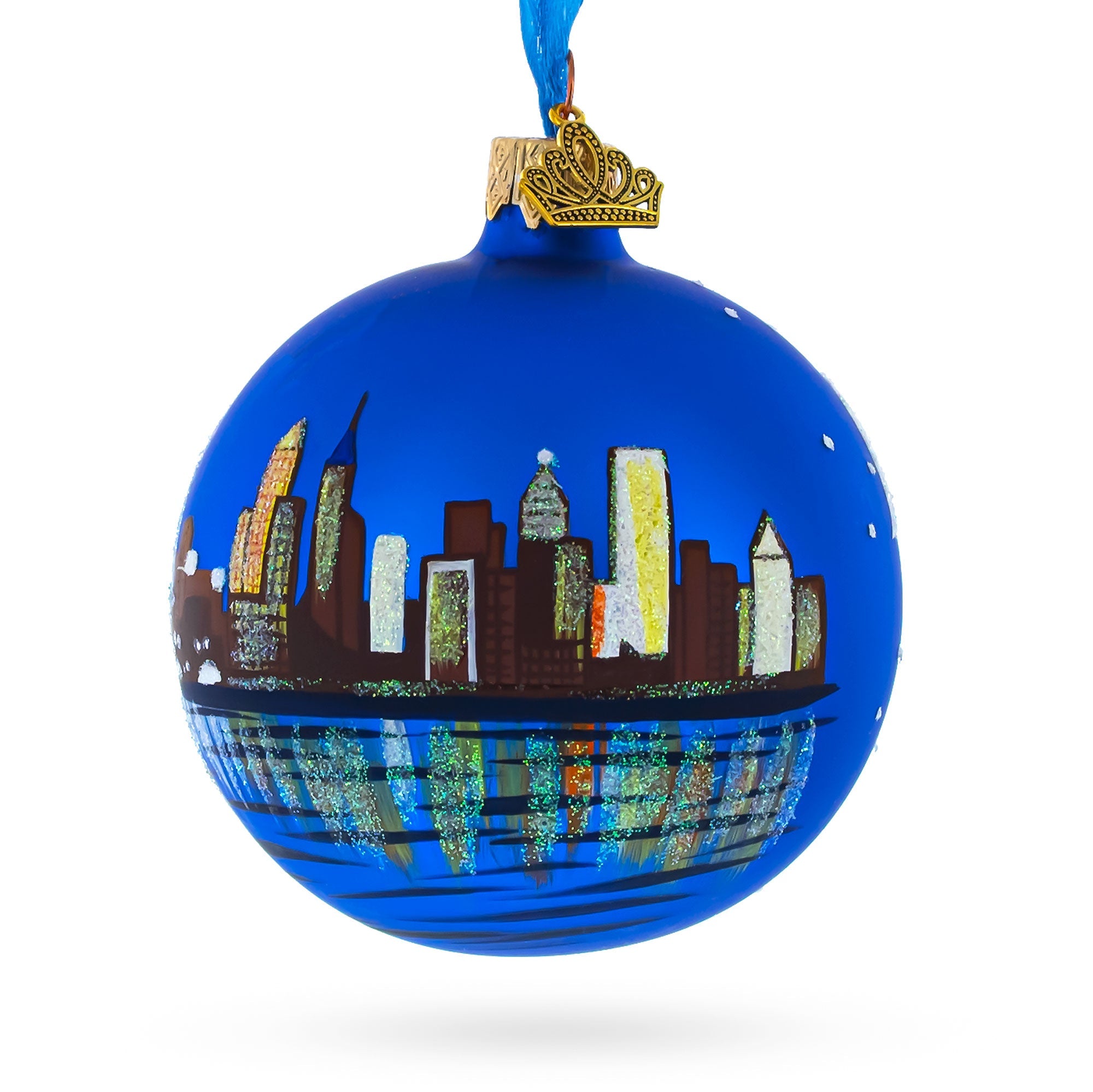 Memphis At Night, Tennessee Glass Ball Christmas Ornament 3.25 Inches